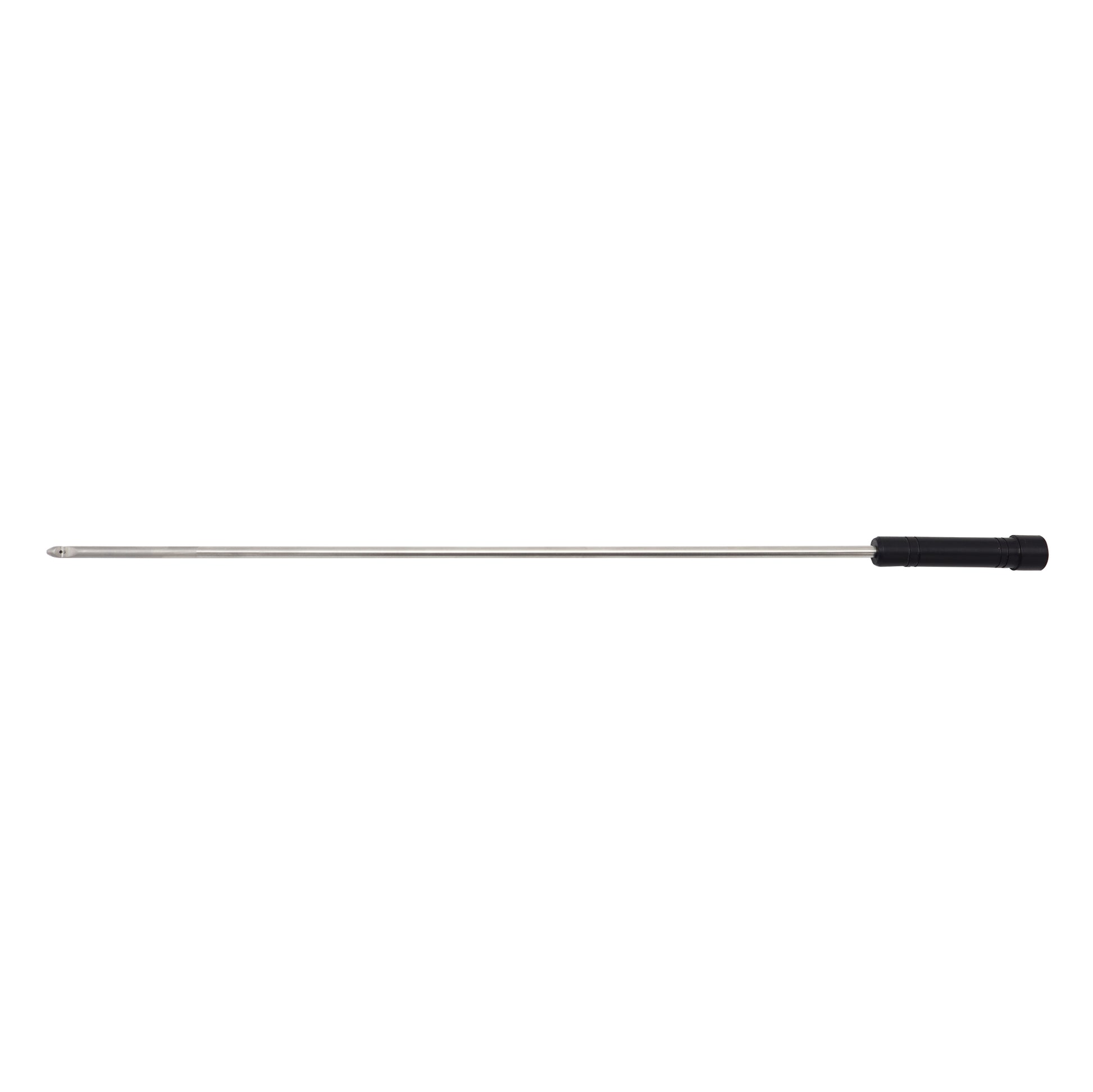 Stellmacher Instruments laparoscopic knot pusher surgical tool with black handle on a white background