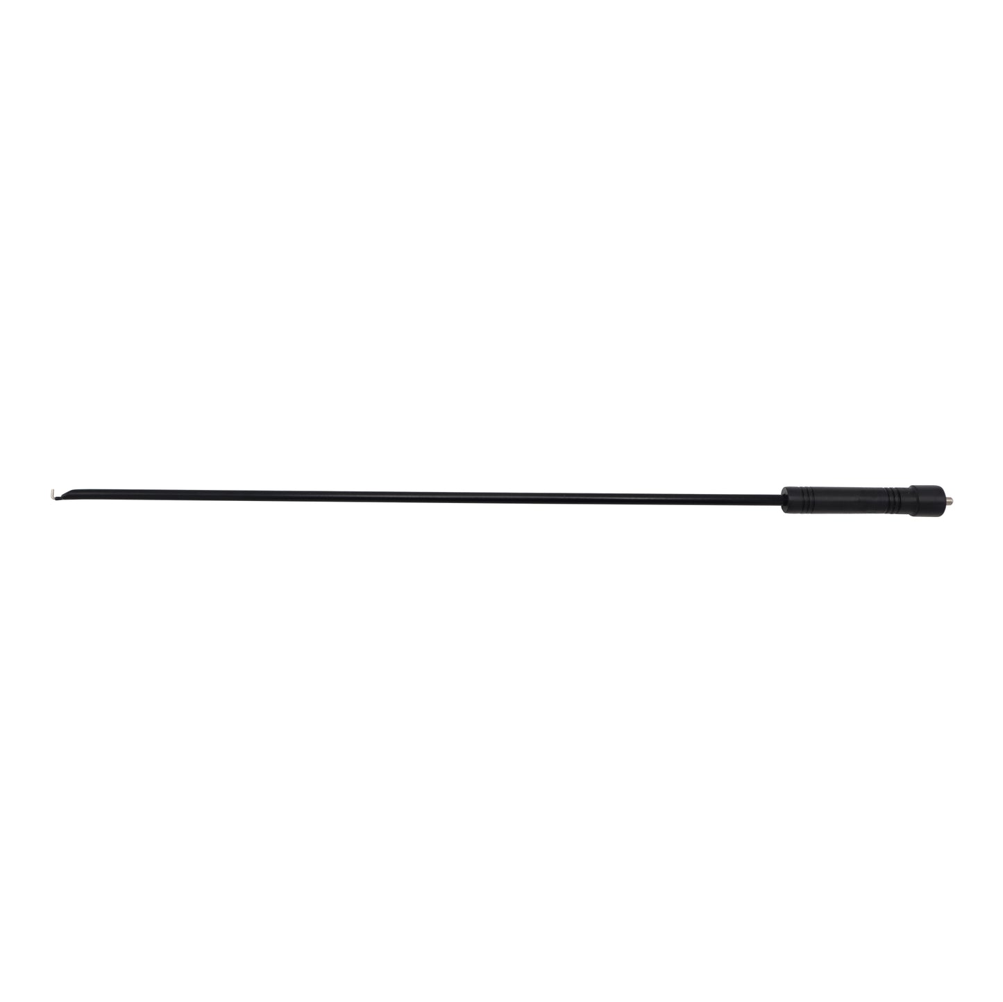 Laparoscopic monopolar L-hook electrode spatula instrument with insulated black shaft, isolated on white background