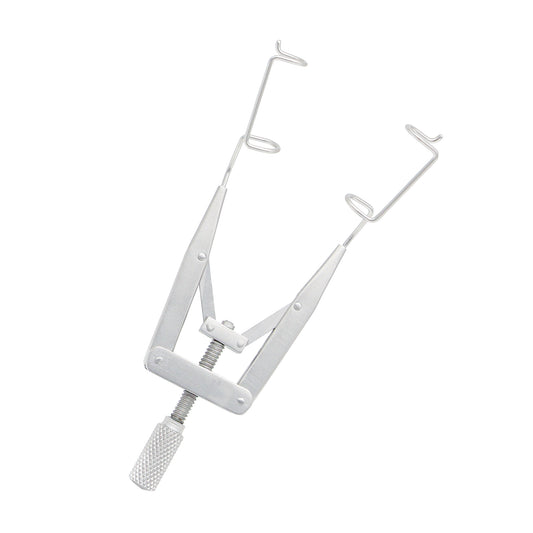 Liebermann Eye Speculum with K-wire construction and 8 cm overall length for stable eyelid retraction in ophthalmic surgery