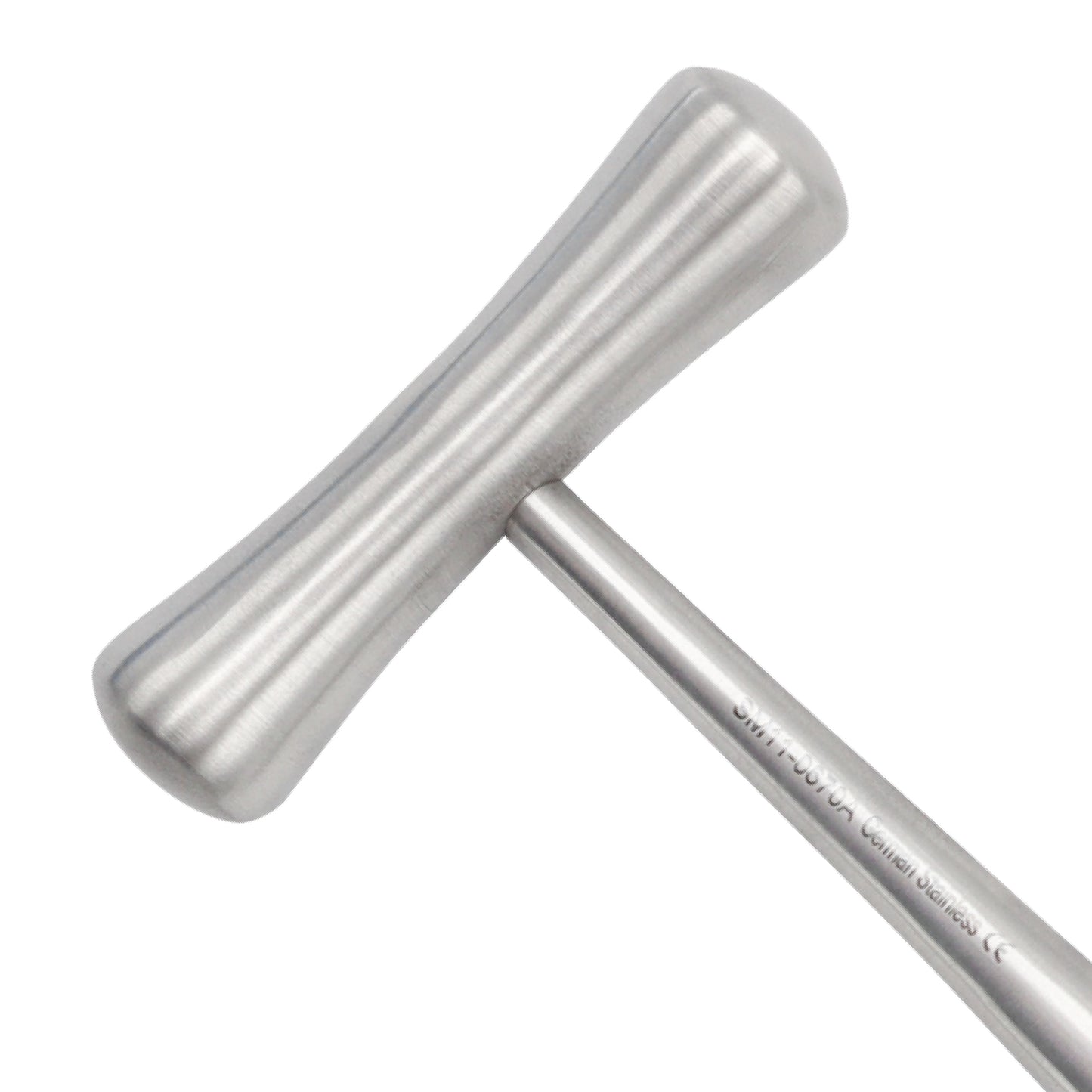 Stainless steel Lucae bone mallet surgical instrument on a solid white background.