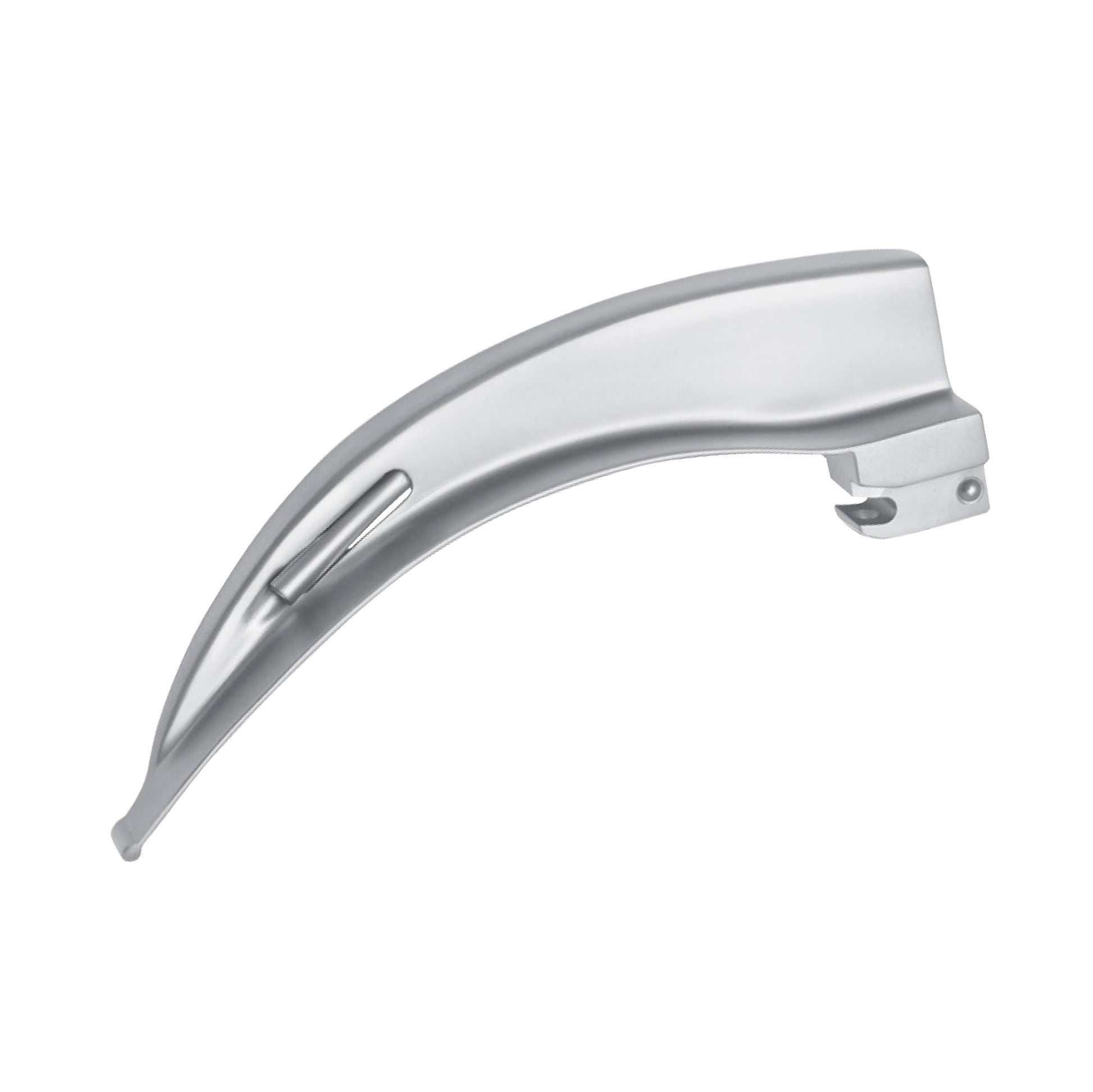 Curved Macintosh Fiber Optic Laryngoscope Blade made of surgical-grade stainless steel for medical intubation procedures.