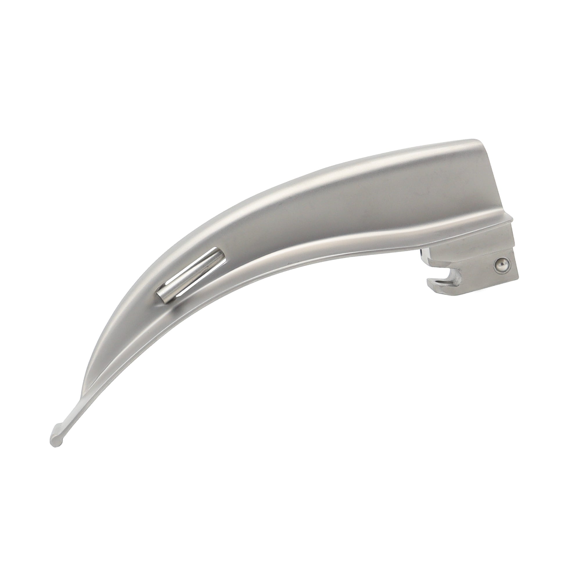 Curved Macintosh laryngoscope blade made of surgical-grade stainless steel for adult endotracheal intubation.