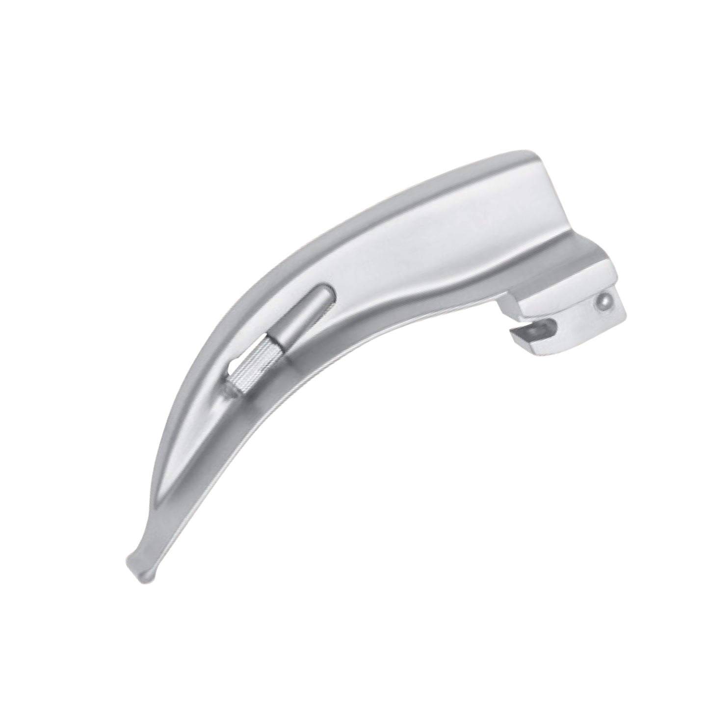 A stainless steel Macintosh curved laryngoscope blade for medical intubation.