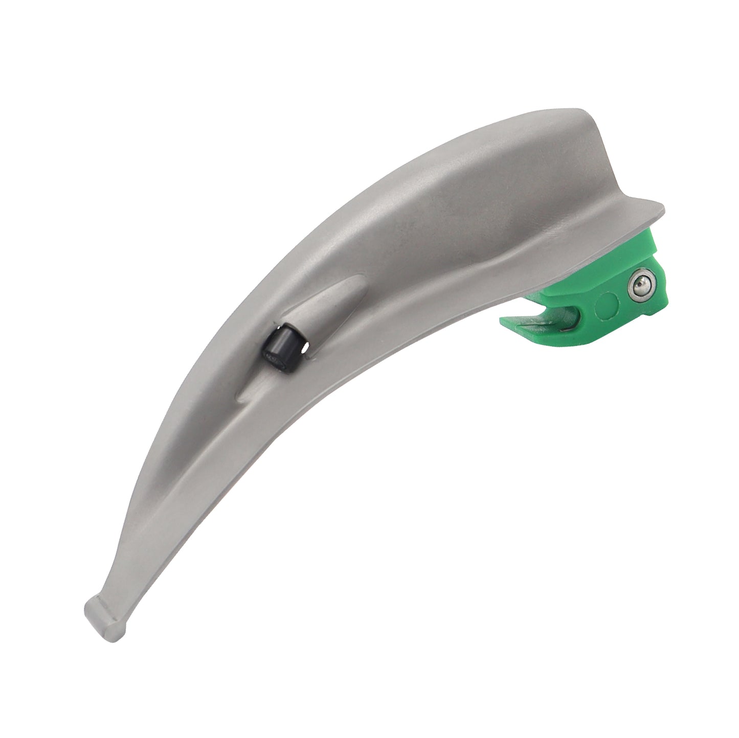 A large adult Macintosh laryngoscope blade, designed as a curved stainless steel medical instrument for effective airway visualization and endotracheal intubation procedures.