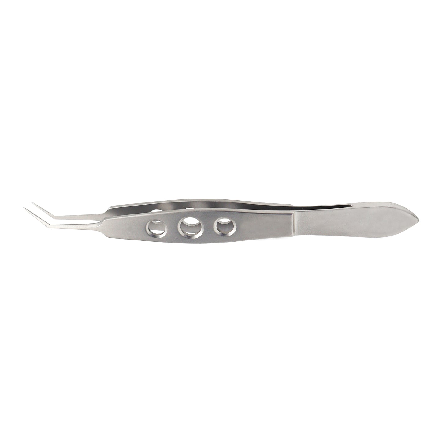 McPherson lens holding ophthalmic forceps 10.5cm with 7.5mm long angled delicate jaws for eye surgery