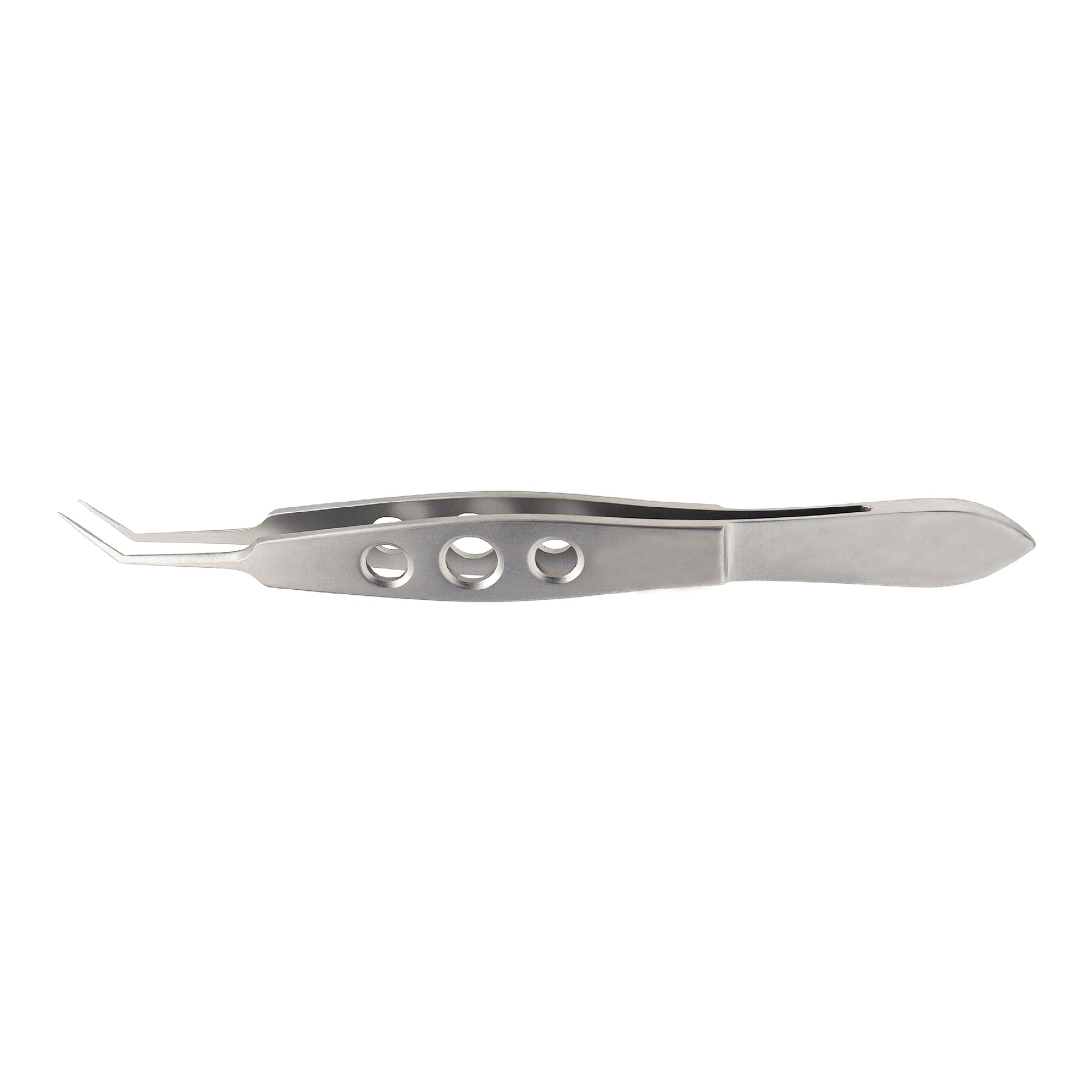 McPherson lens holding ophthalmic forceps 10.5cm with 7.5mm long angled delicate jaws for eye surgery