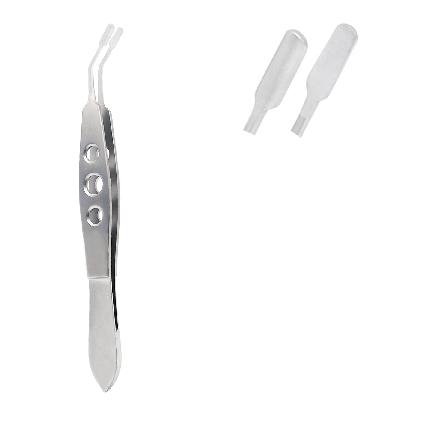Stainless steel meibomian gland expressor forceps with angled tips for eyelid treatment
