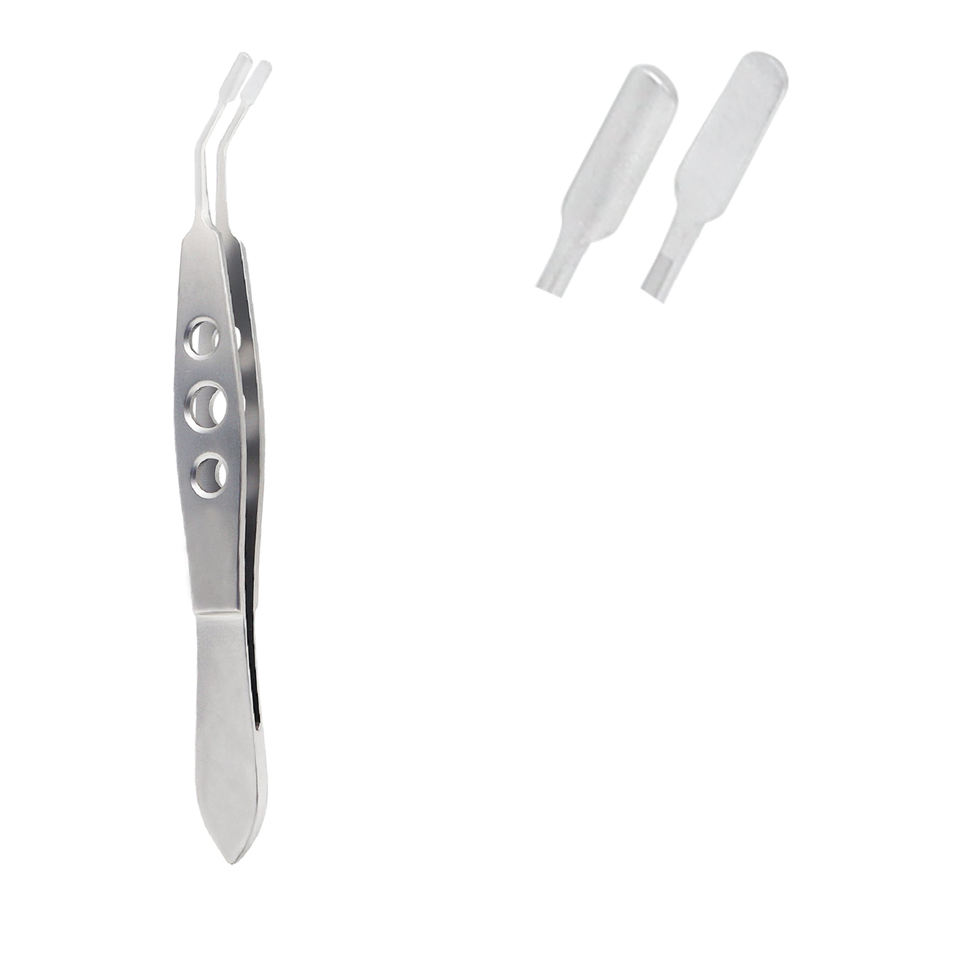Stainless steel meibomian gland expressor forceps with angled tips for eyelid treatment