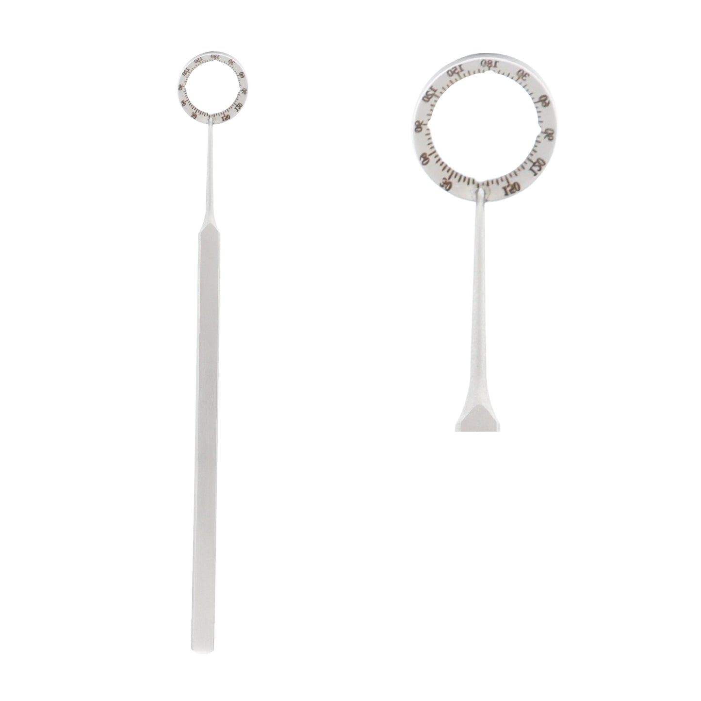 Mendez ophthalmic degree gauge ring with straight handle for eye surgery calibration