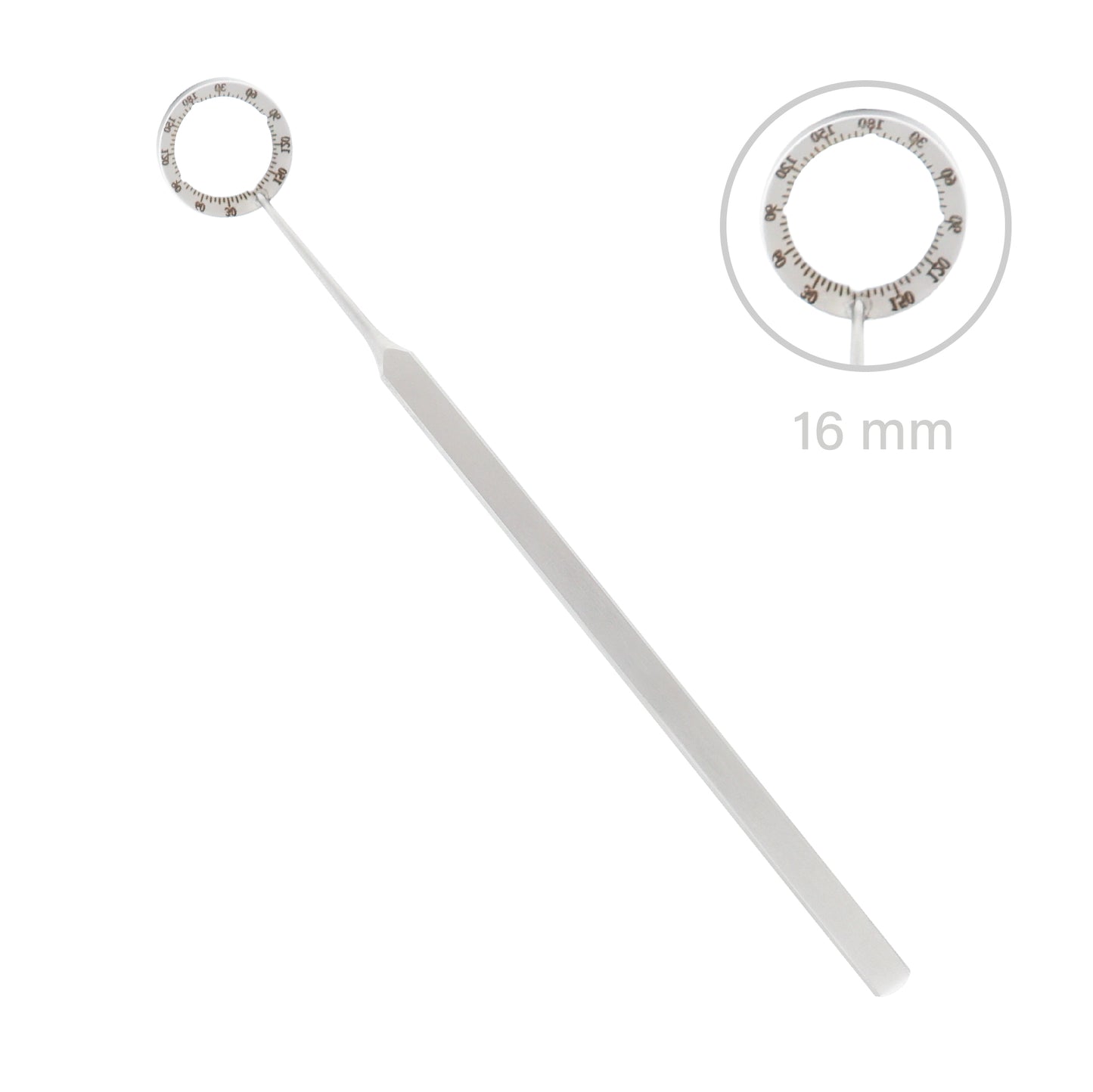 Mendez degree gauge ring with 0 to 360 degree markings and point fixation handle