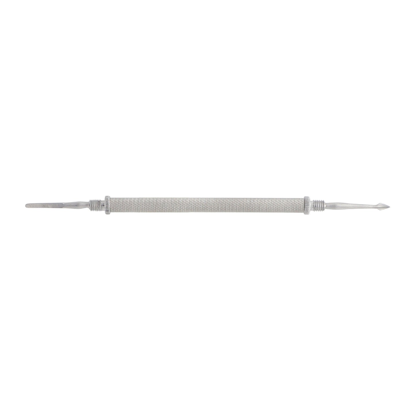 Metal tool with a pointed end on a white background
