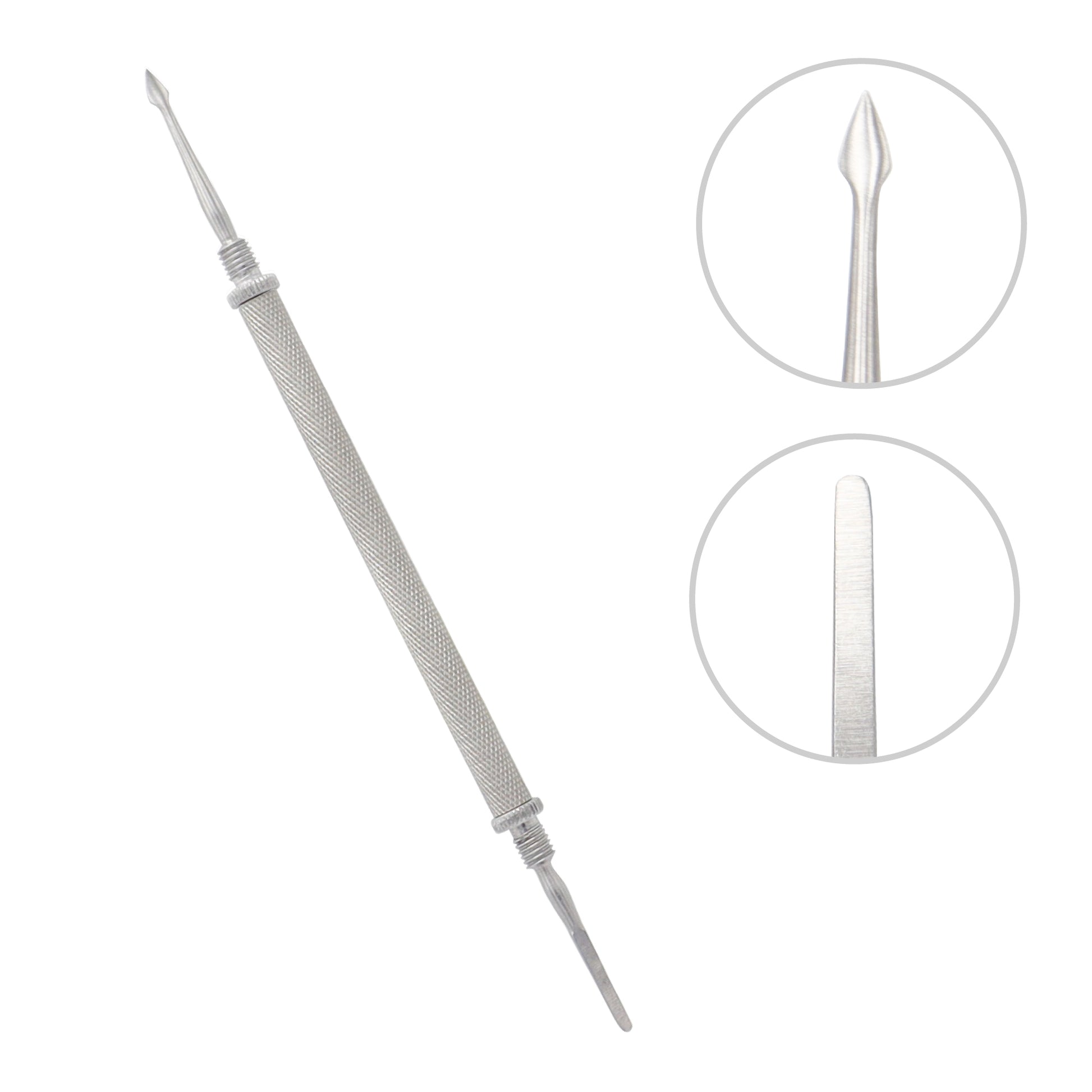 Metal tool with detailed design on a white background