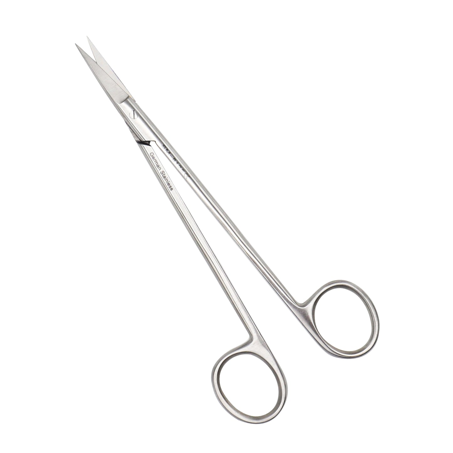 Straight Metzenbaum dissecting scissors made of German stainless steel, featuring a long shank and blunt tips for surgical tissue dissection.