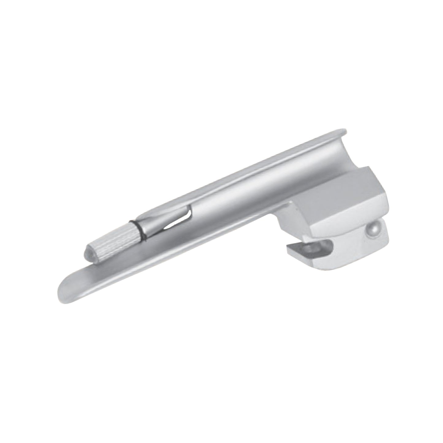 A Miller size 00 conventional straight laryngoscope blade made of stainless steel, featuring a small replaceable light bulb and a standard hook-on base.
