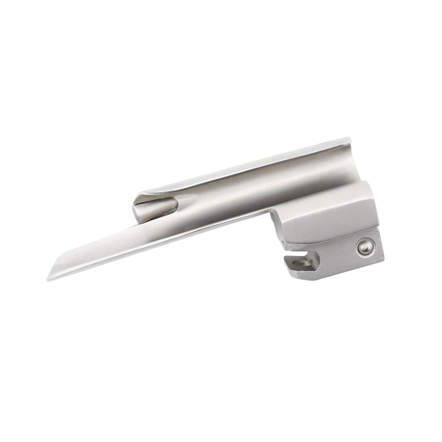 Miller fiber optic laryngoscope blade, stainless steel straight blade designed for pediatric airway management and intubation.