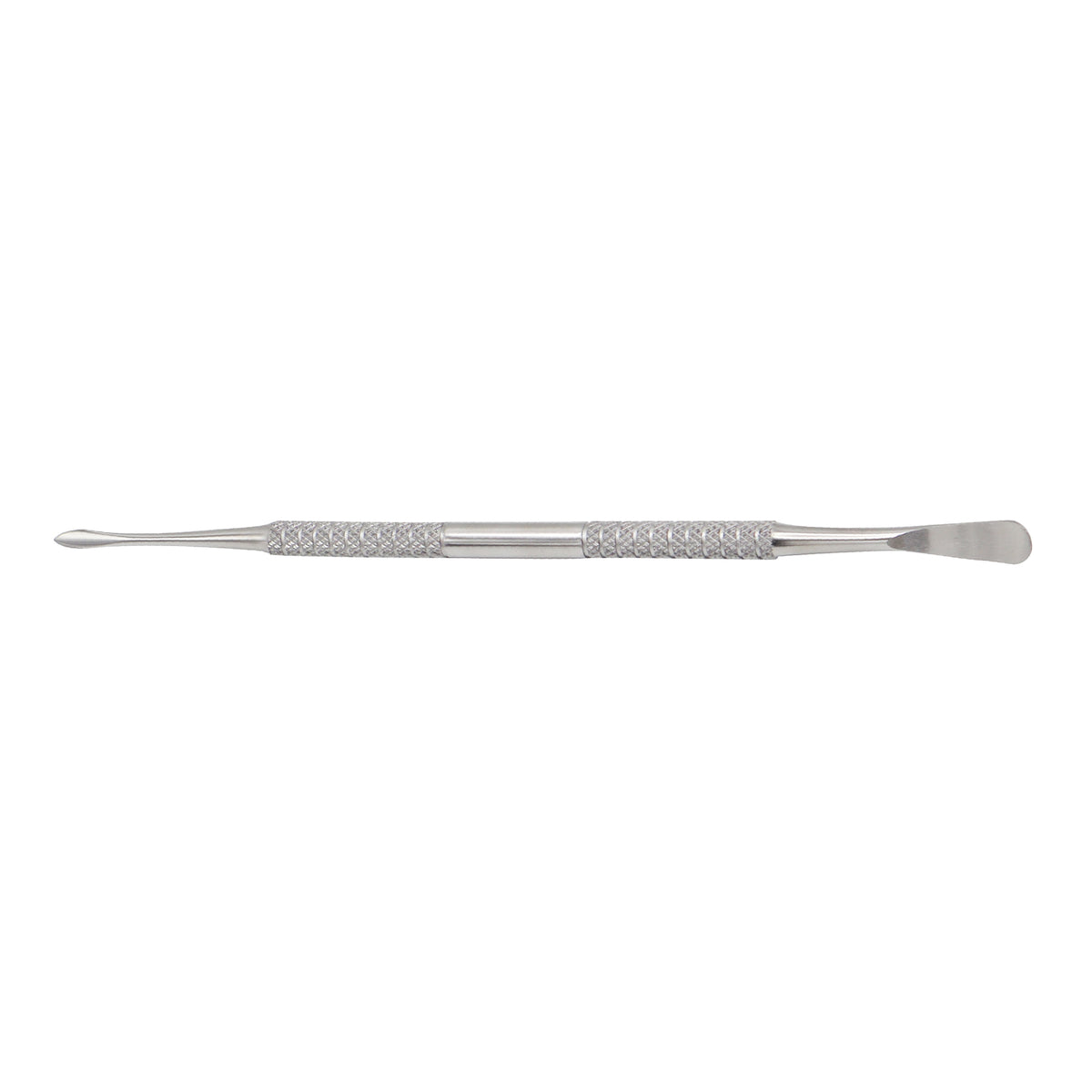 Double-ended Molt 9 periosteal elevator made of stainless steel with a knurled grip handle, featuring a pointed tip on one side and a broad spoon blade on the other for oral surgery tissue retraction.