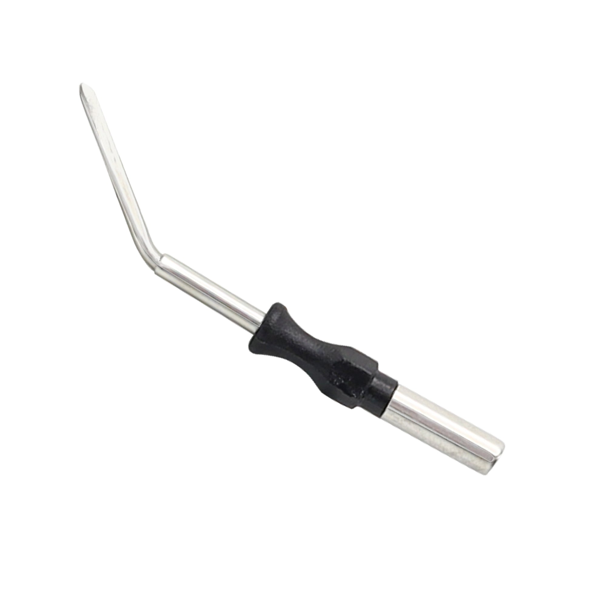 Angled monopolar electrosurgical knife electrode with a black insulated handle and 4mm stainless steel shaft for surgical procedures.