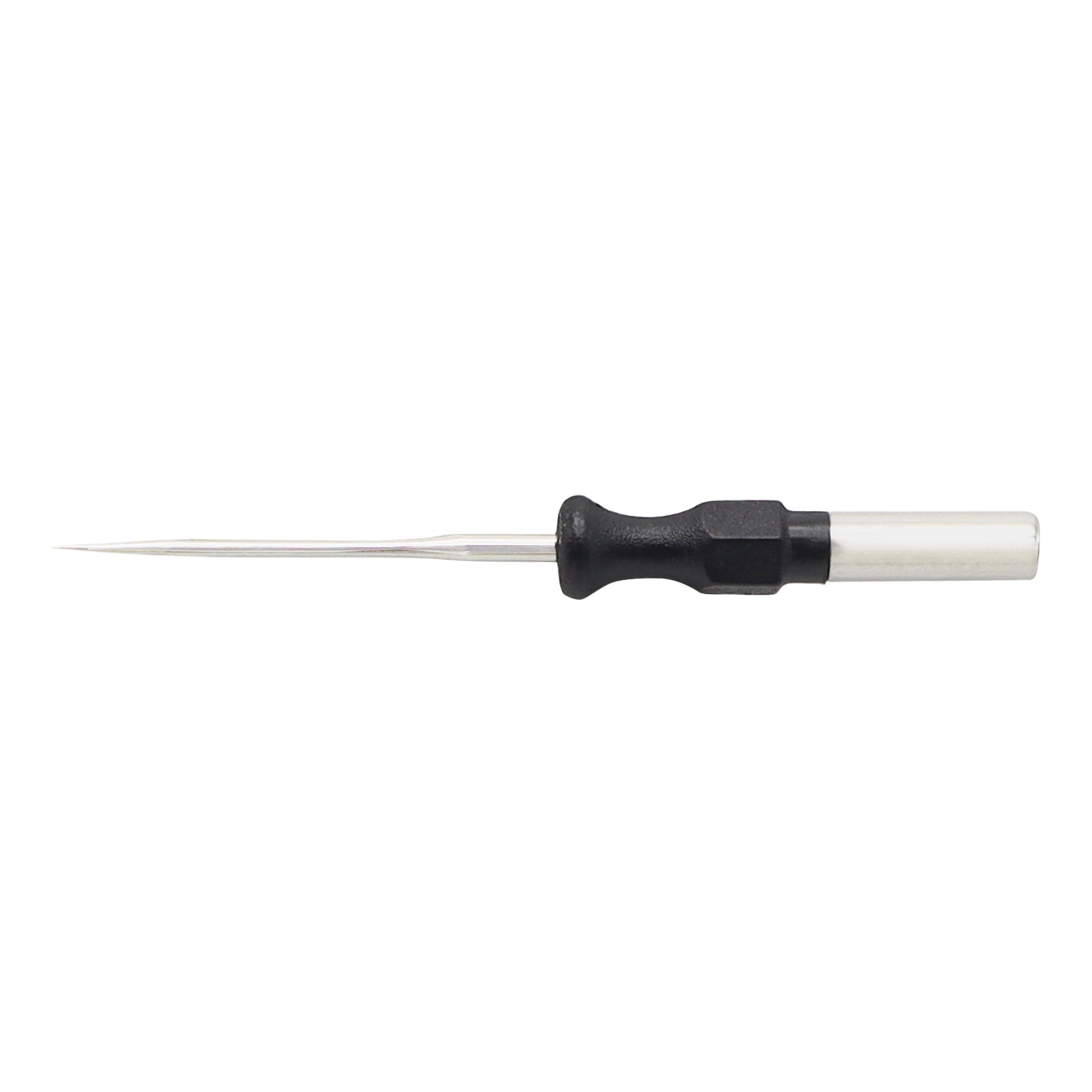 Straight monopolar needle electrode with 23mm stainless steel tip and 4mm shaft for electrosurgical units