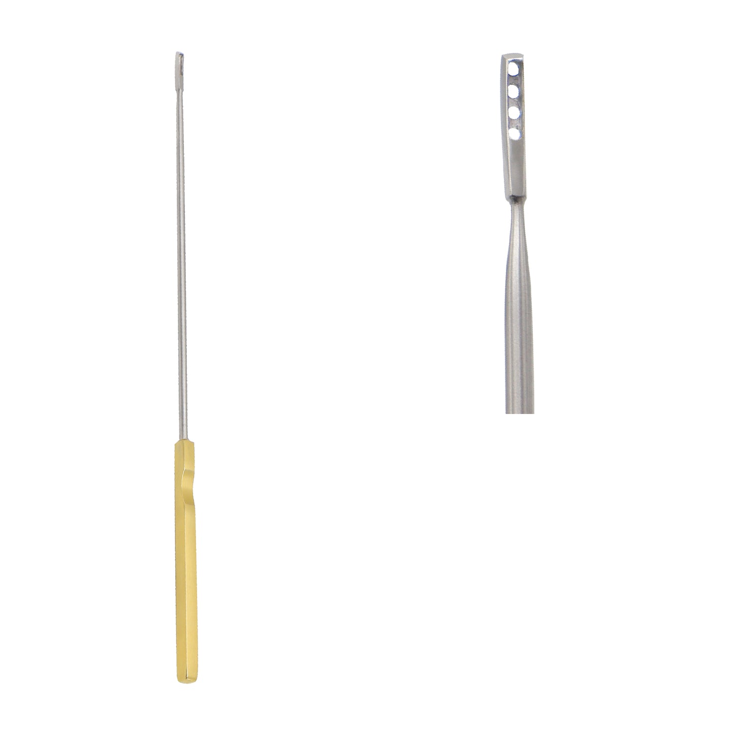 Kevorkian-Younge Endocervical Biopsy Curette, 12 inch surgical instrument with a basket tip design and a textured gold-plated handle for OB/GYN procedures.