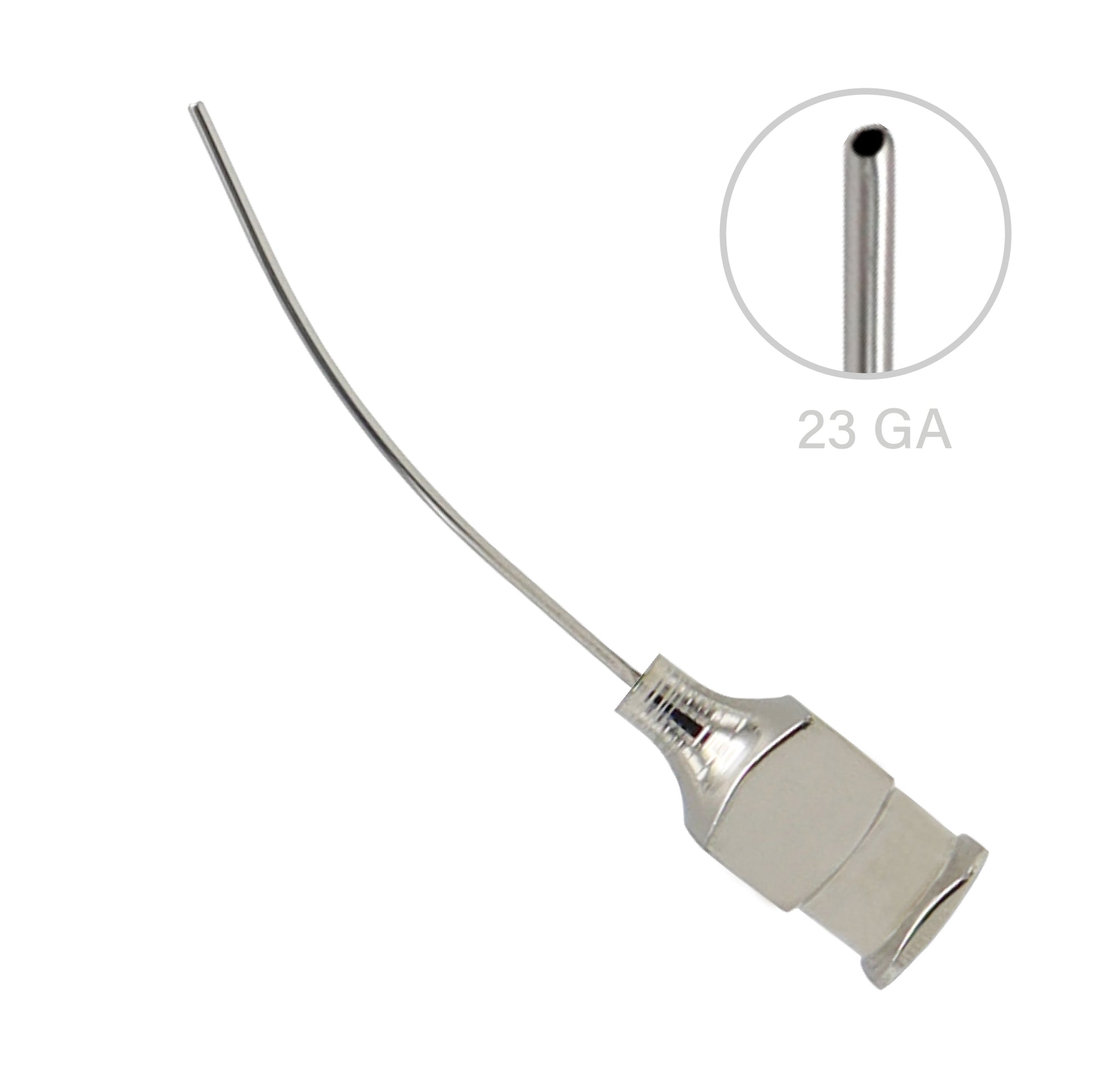Sterile 25G Fukasaku anesthesia cannula for ophthalmic procedures ensuring smooth insertion and minimal patient discomfort