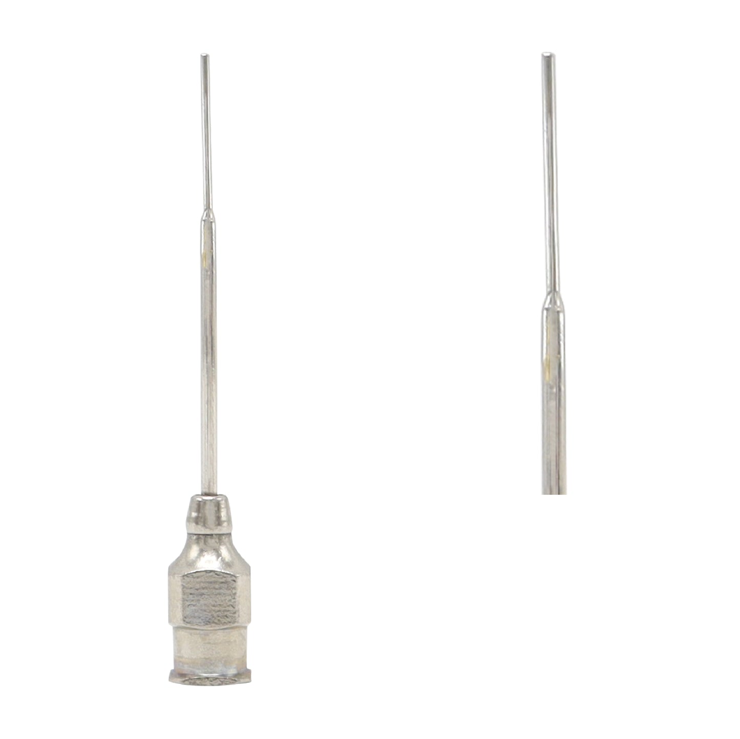 23G straight beveled lachrymal ophthalmic cannula used in eye care and ophthalmology surgical applications