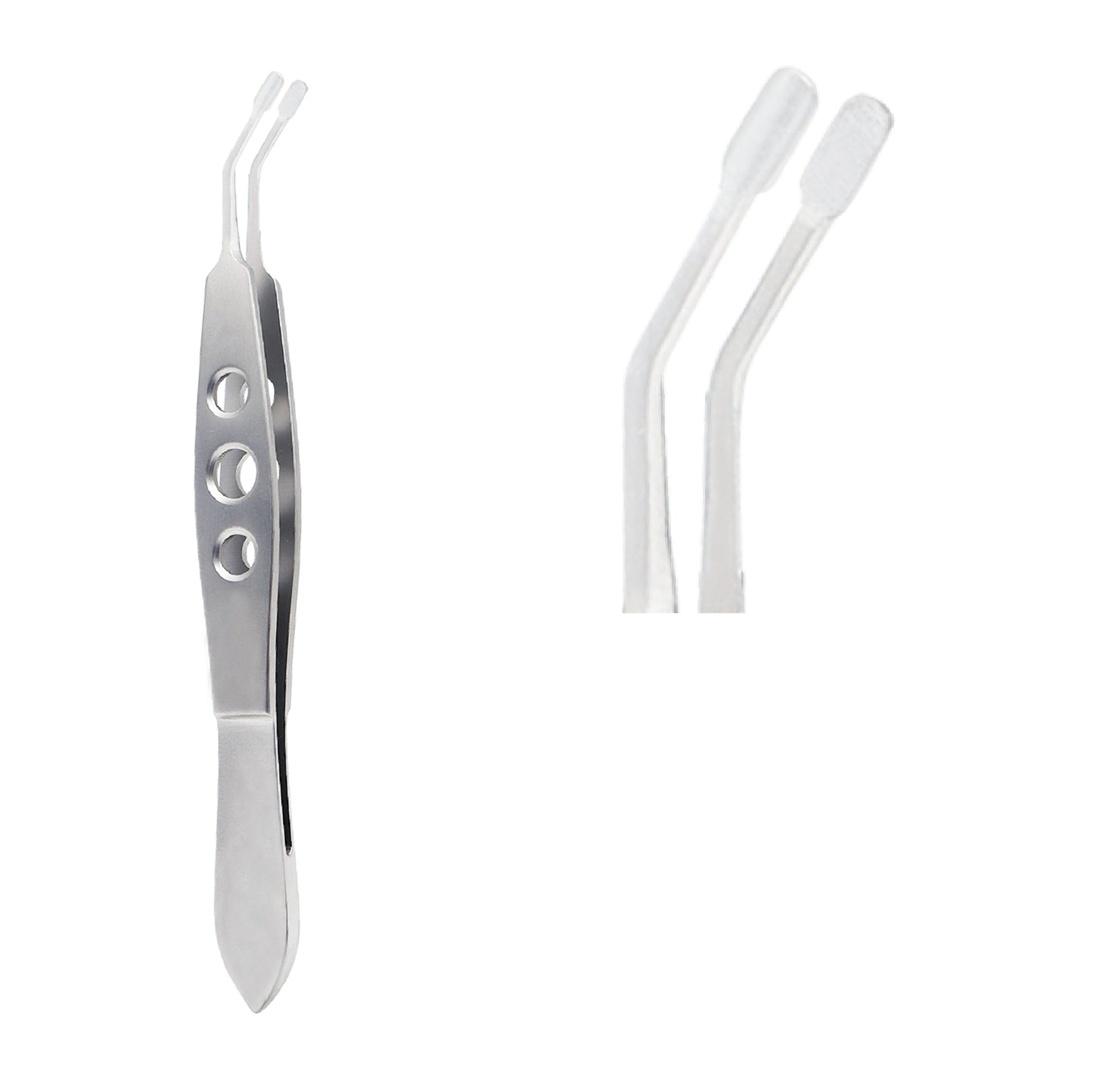 Close-up of Meibomian Gland Expressor Forcep Tweezer 3x6 mm used in meibomian flap treatment
