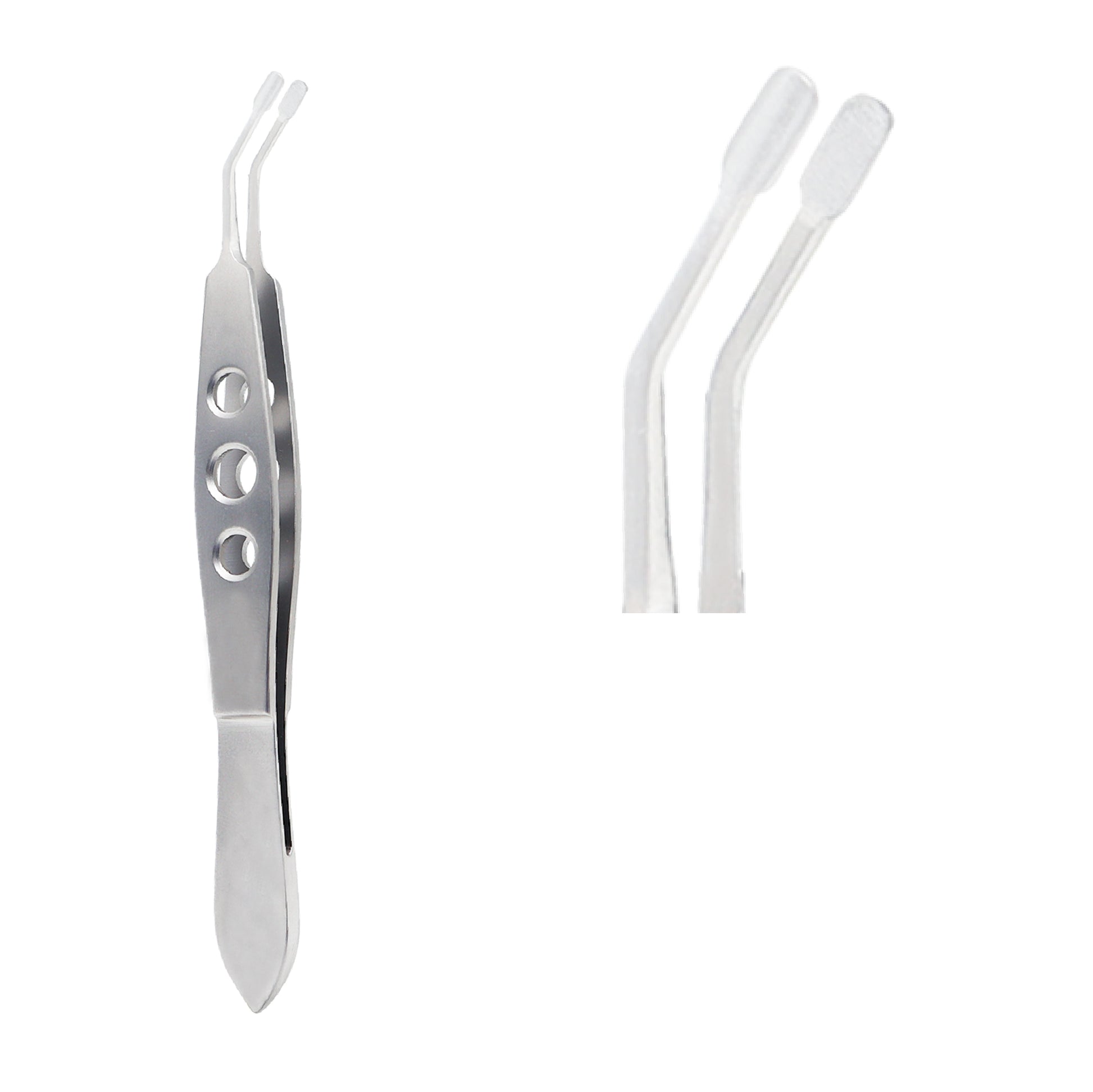 Close-up of Meibomian Gland Expressor Forcep Tweezer 3x6 mm used in meibomian flap treatment