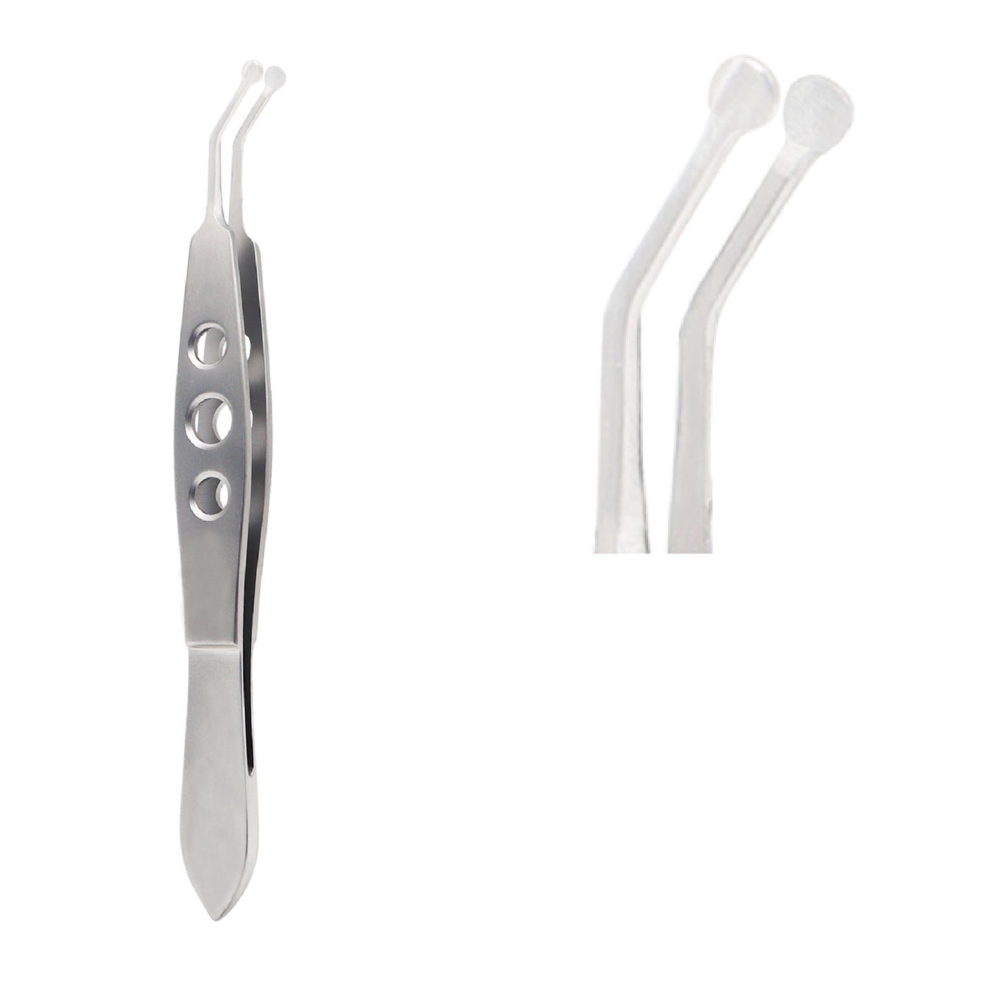 Close-up of Meibomian Gland Expressor Forceps Tweezer 3 mm used for meibomian flap treatment