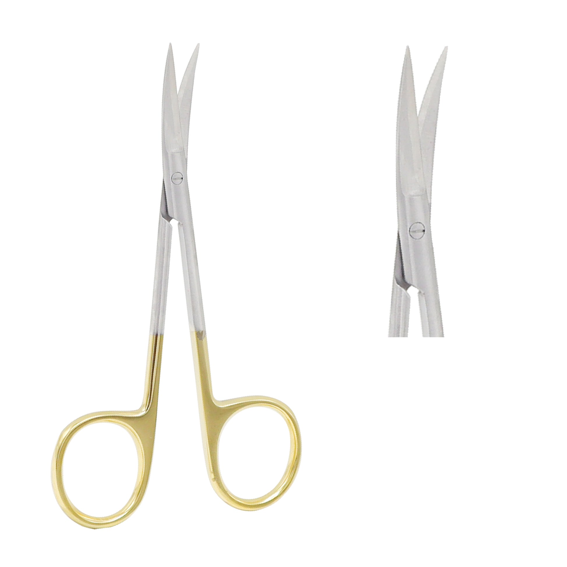 Pair of scissors with gold handles on a white background