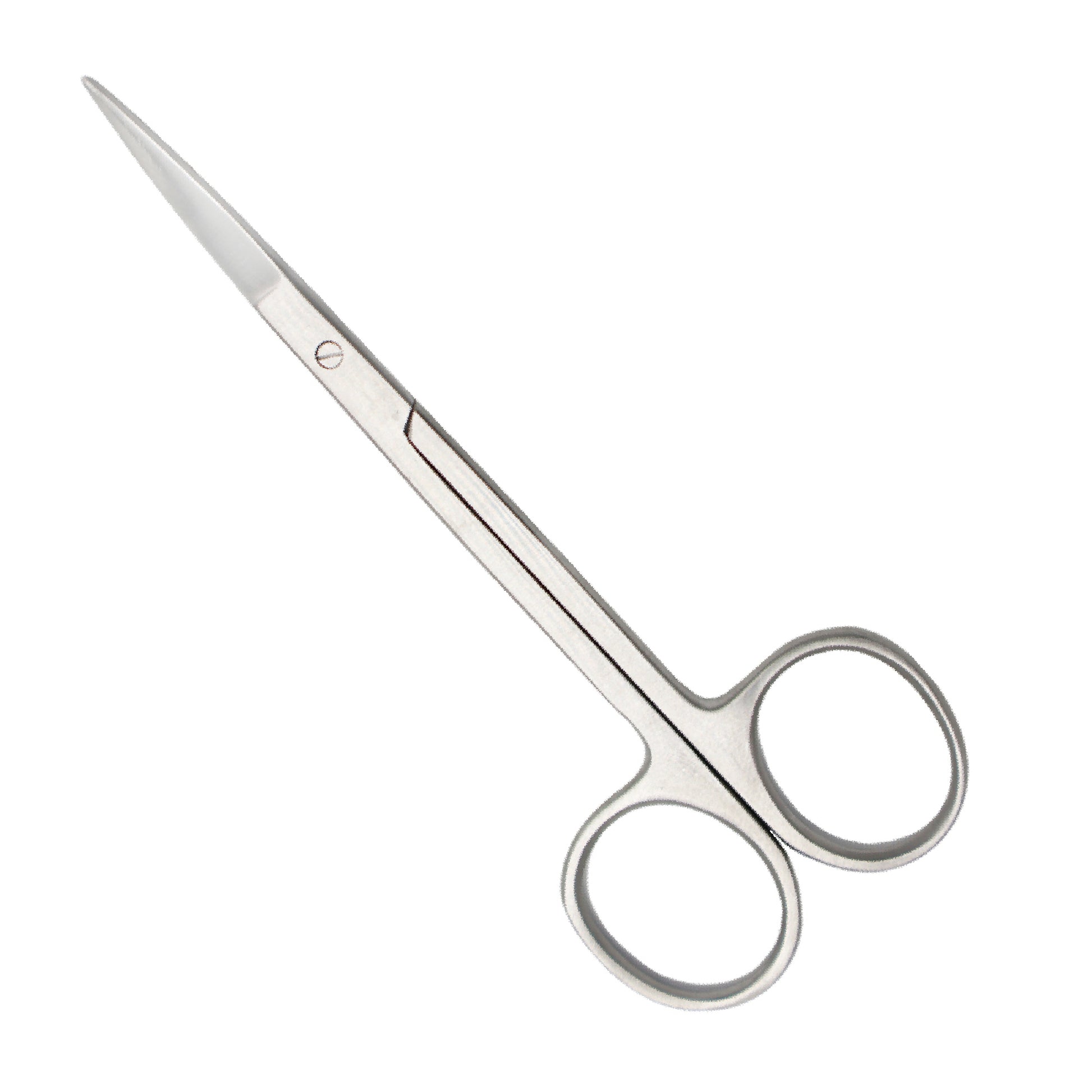 Pair of silver scissors on a white background