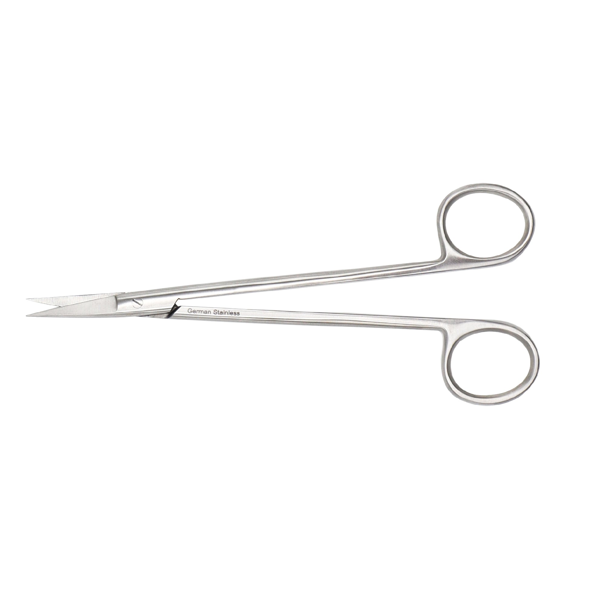 Pair of surgical scissors on a white background
