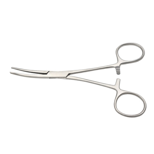 A pair of curved Pean Hemostatic Forceps made of stainless steel with serrated jaws.