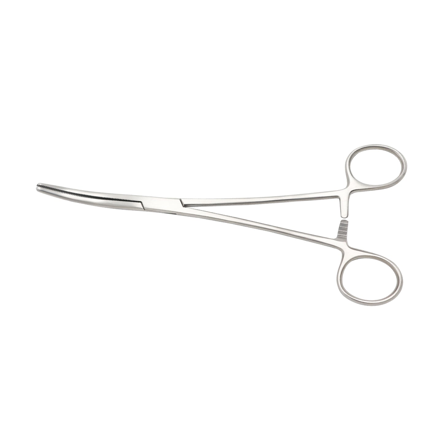 A pair of curved Rochester Pean Hemostatic Forceps made of stainless steel with serrated jaws.