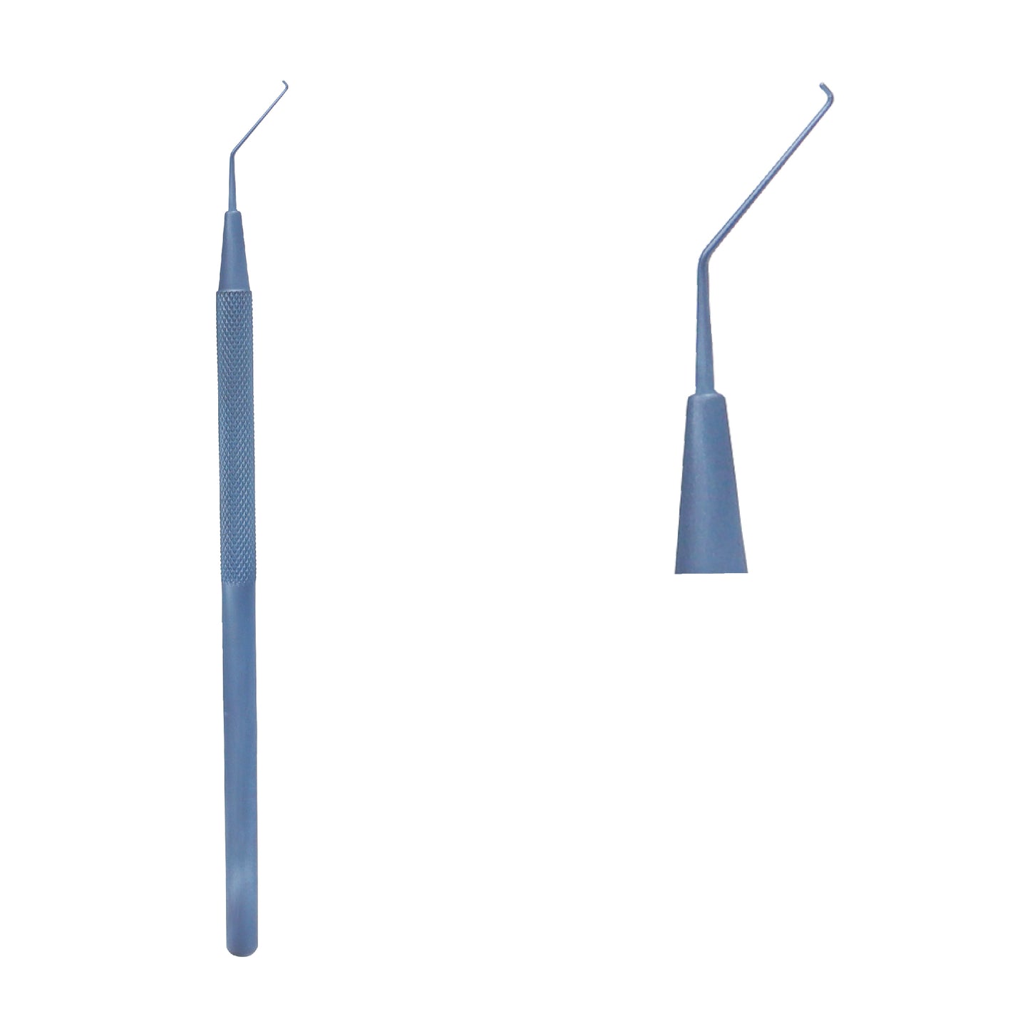 Close-up view of Phaco Chopper showing the 60° angled 0.5 mm tip for controlled nucleus splitting in eye surgery
