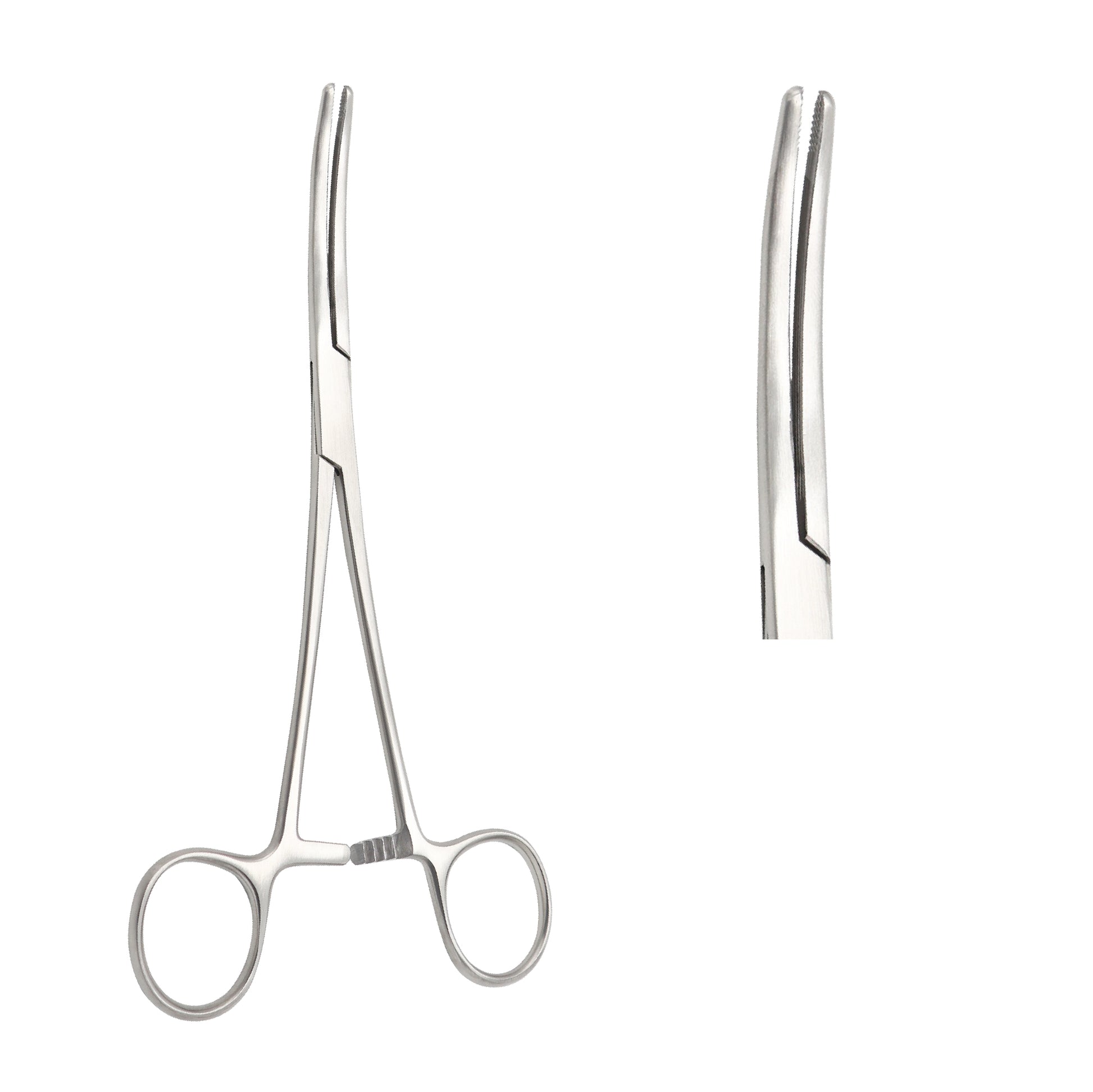 Rochester-Pean Hemostatic Forceps, 20cm (8 inch), Curved Jaws with Full Serrations and Ratchet Lock