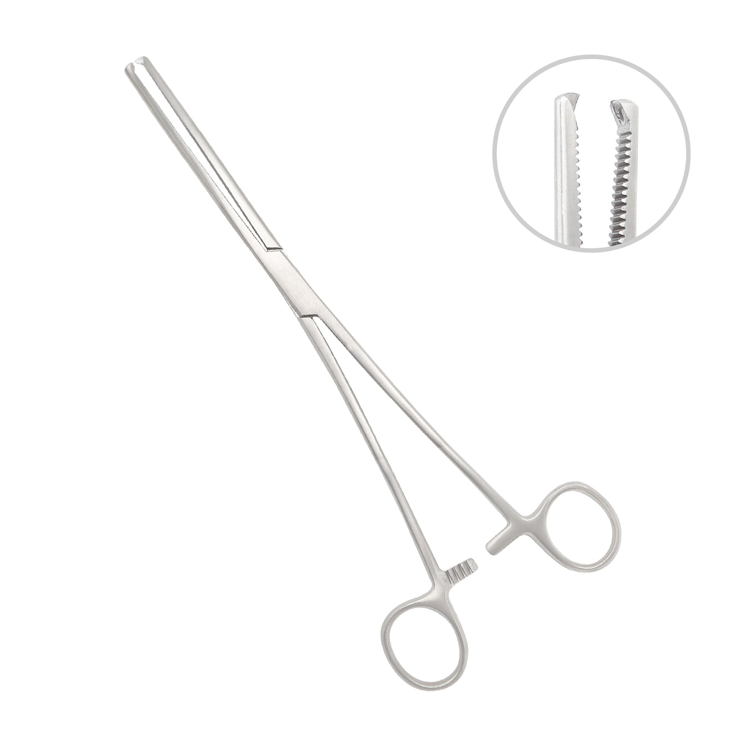 Straight Sarot Artery Forceps with cross-serrated jaws and locking ratchet handle, 24cm surgical grade stainless steel.