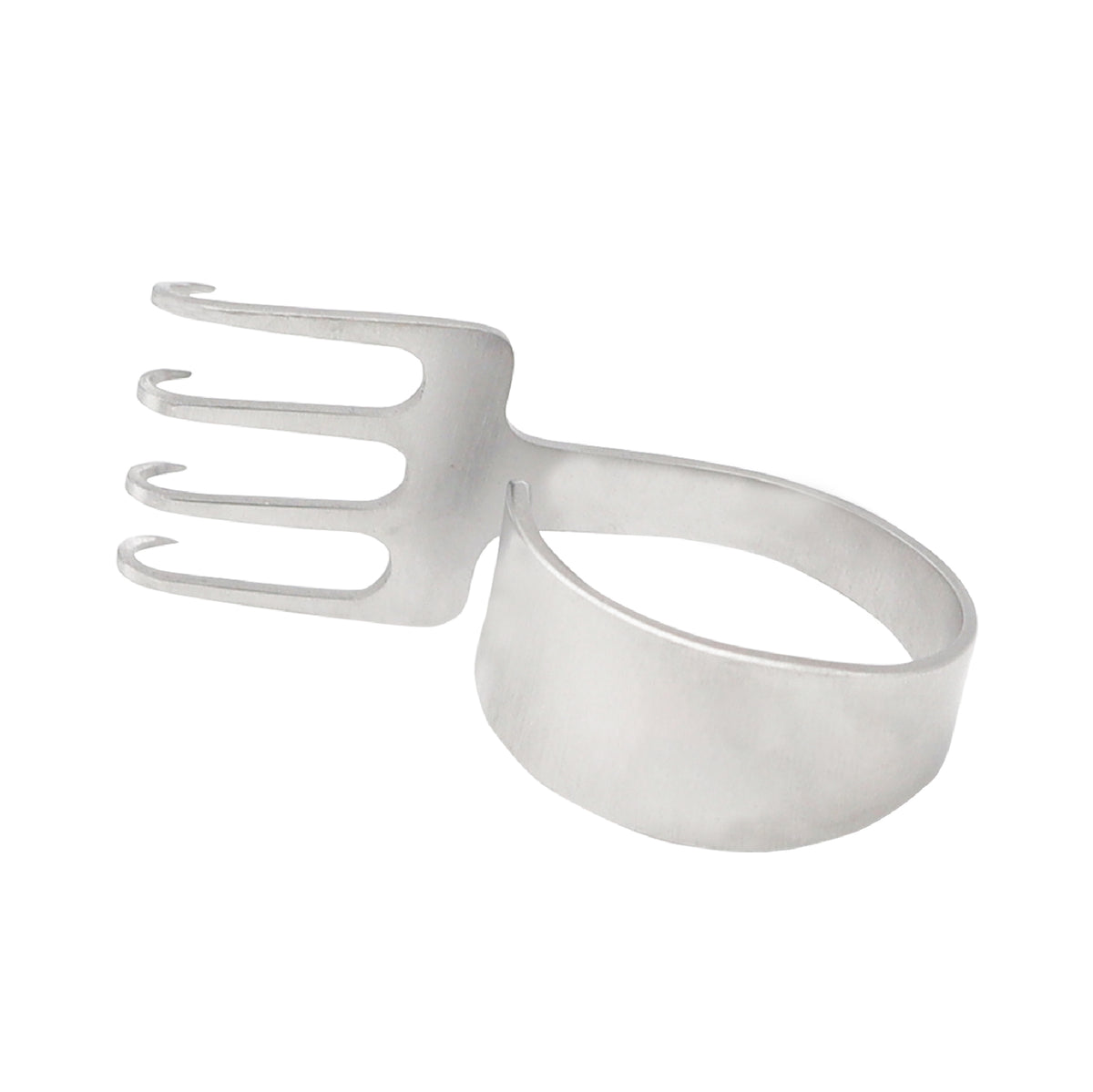 A silver-colored Freeman mini rake retractor with a thumb ring, made from German stainless steel, designed for surgical use.