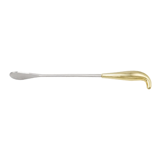 A single-ended oval spatulated breast dissector with a golden-colored handle and stainless steel blade.
