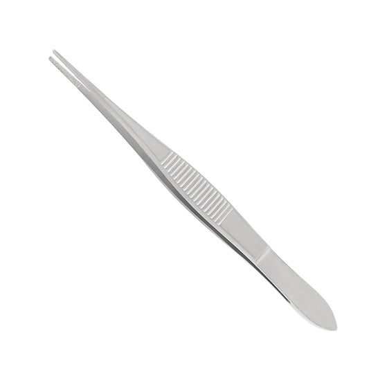 A single bandage lens forceps with a metallic finish, featuring a diamond dust tip and a textured grip area.