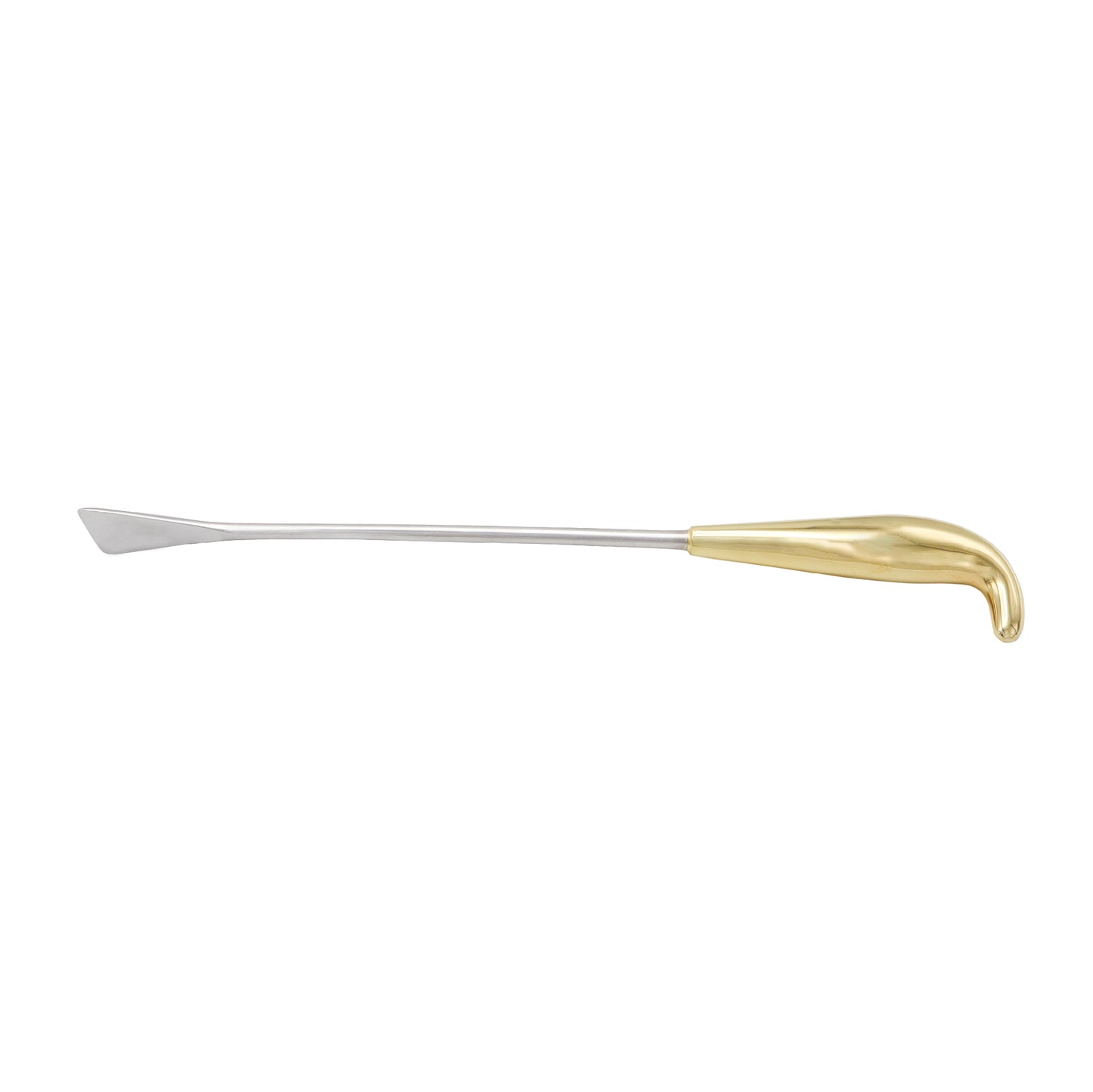 A single spatulated breast dissectors blade with a golden-colored handle and a silver-colored blade.