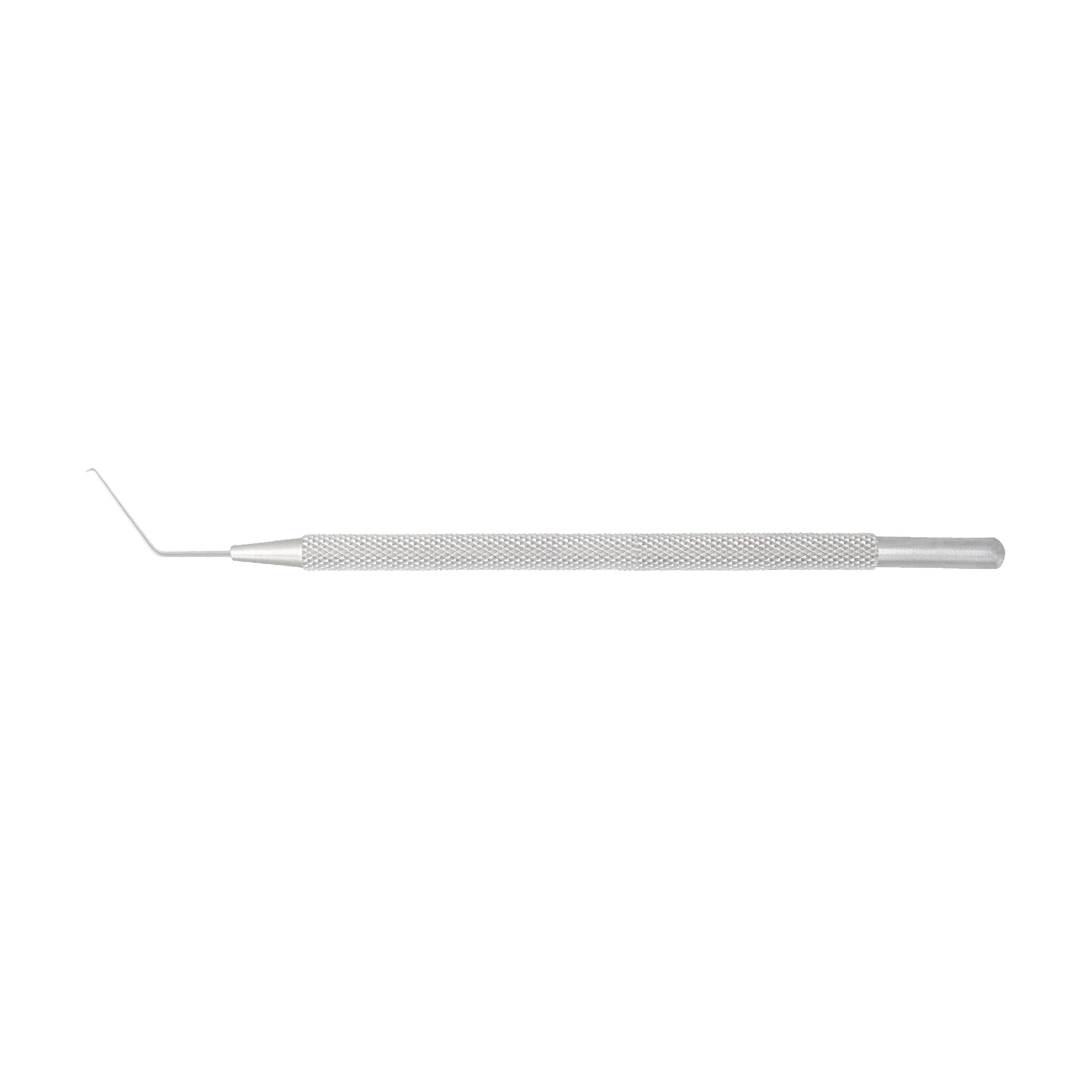 Simple full view of the Sinskey Lens Manipulating Hook with a 0.25 mm tip and 12.5 cm overall length used in ophthalmic surgery.