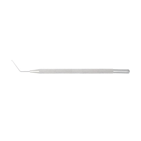 Simple full view of the Sinskey Lens Manipulating Hook with a 0.25 mm tip and 12.5 cm overall length used in ophthalmic surgery.