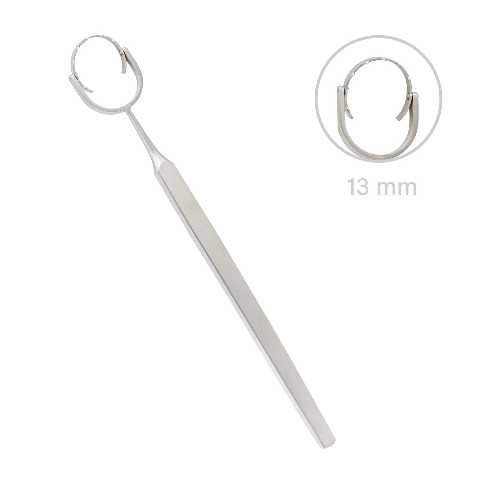 Stainless steel Fine-Thornton Fixation Ring 13mm with 11.5 cm length for ophthalmic surgical procedures