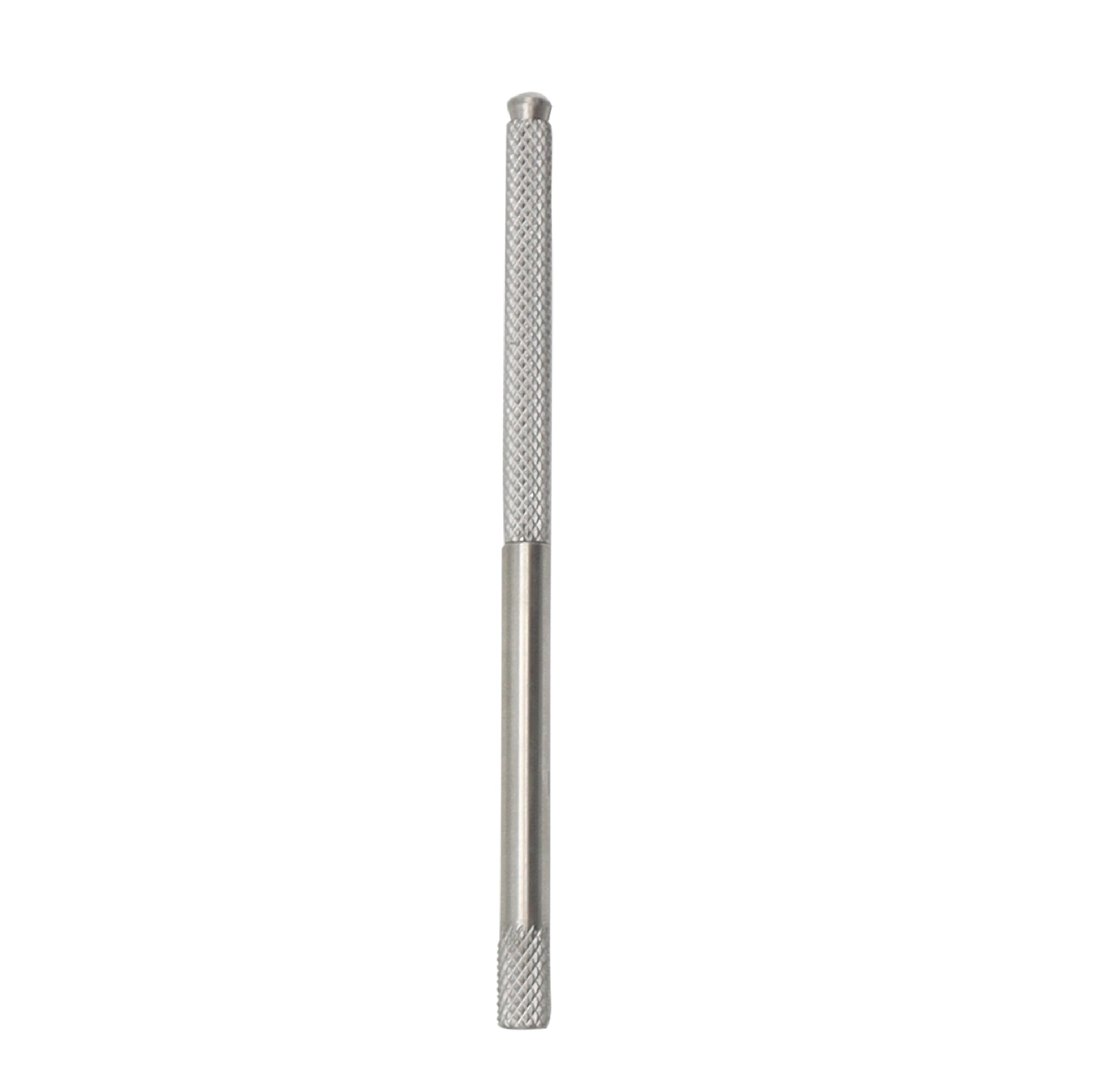 Beaver-style micro scalpel blade handle with a round, knurled body and surgical-grade stainless steel finish.