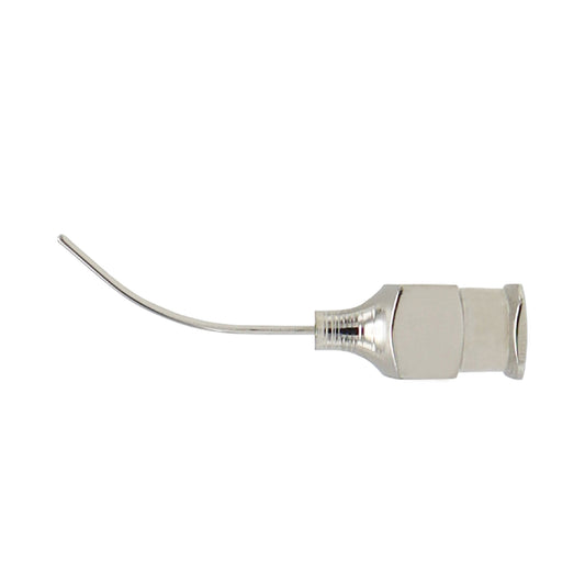 A stainless steel cortex extractor with a smooth tip and a 0.3 mm side port, 23 gauge, for ophthalmic use.