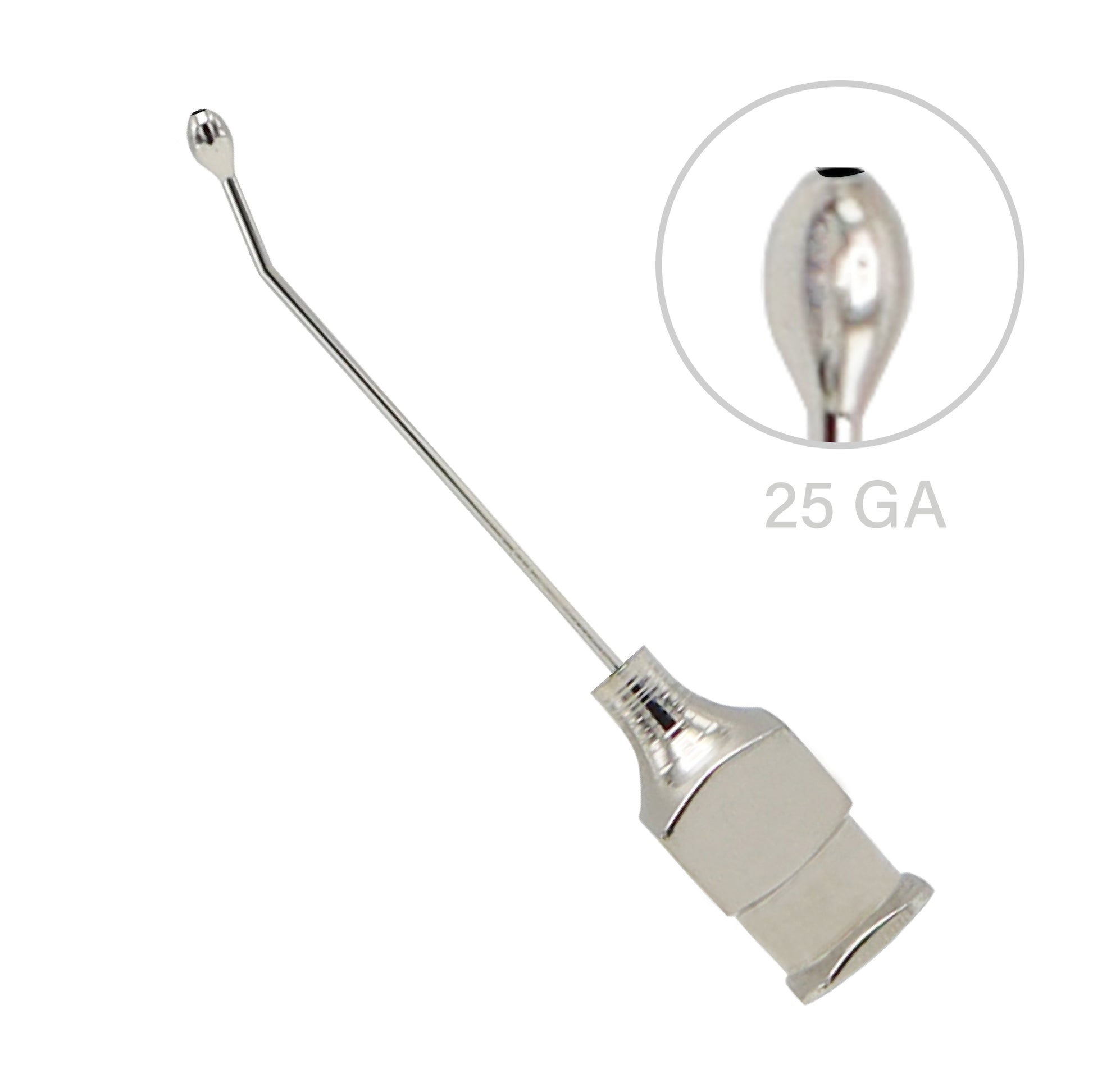 Sterile Welsh cortex aspirating cannula 25 gauge rechts right used in cataract surgery for delicate tissue aspiration