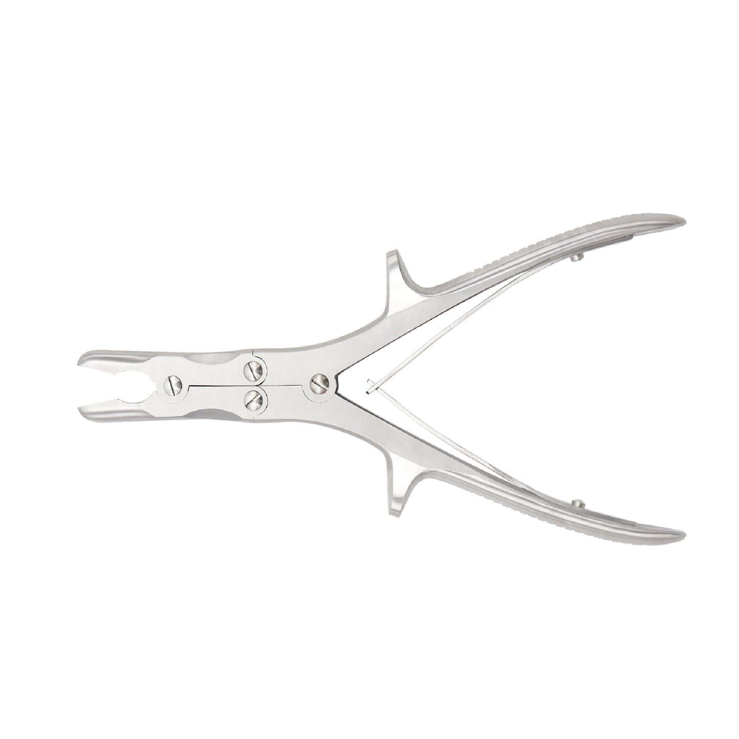 Stille Liston bone rongeur forceps with a double-action mechanism and straight stainless steel jaws for orthopedic bone cutting.