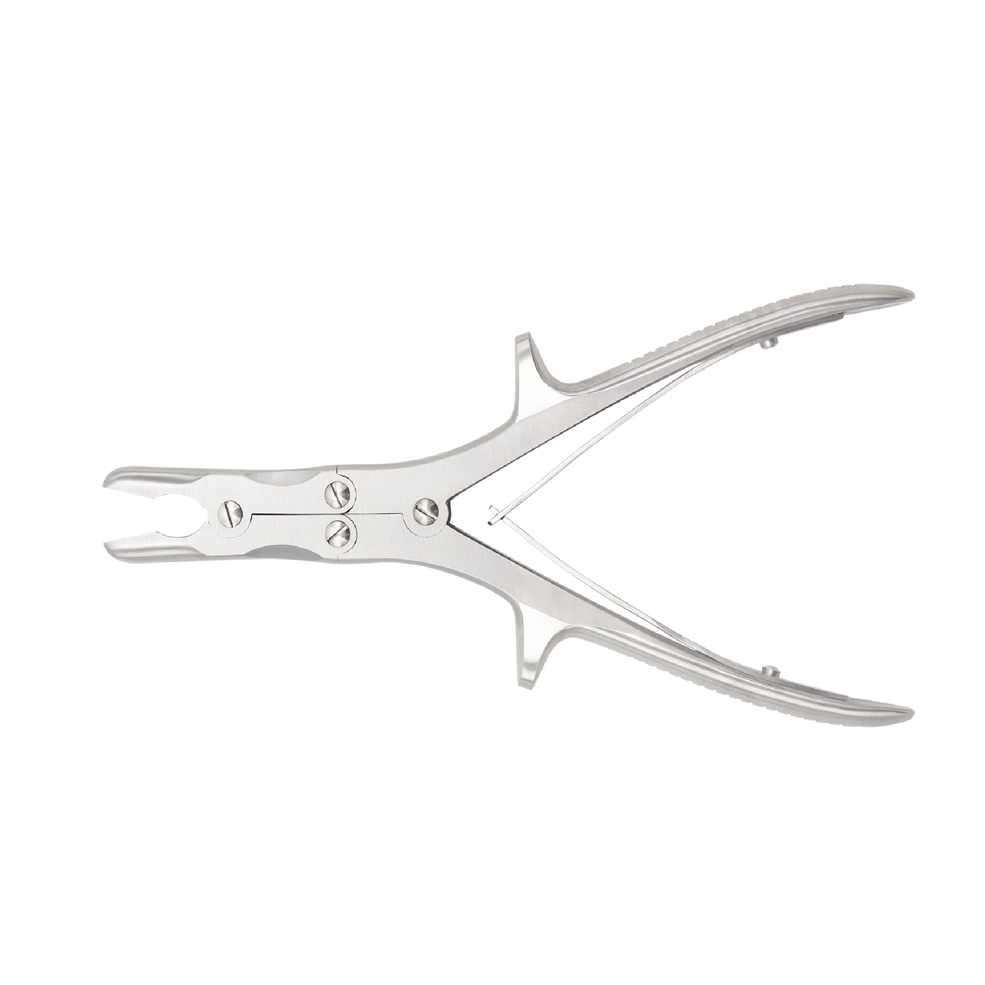 Stille Liston bone rongeur forceps with a double-action mechanism and straight stainless steel jaws for orthopedic bone cutting.