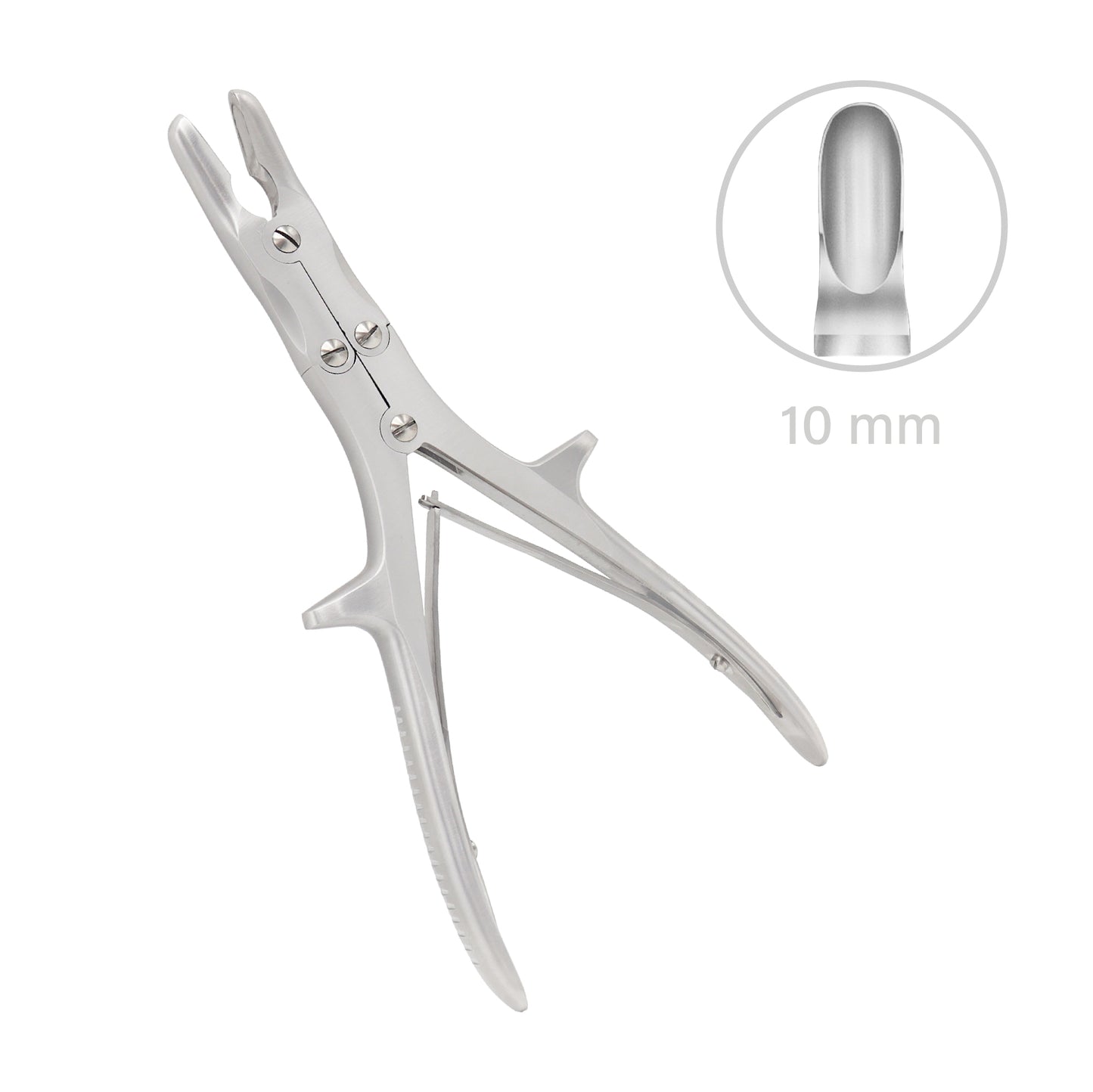 Stille-Luer Bone Rongeur, 22cm length, curved double-action mechanism with a 10mm bite width for orthopedic surgery.
