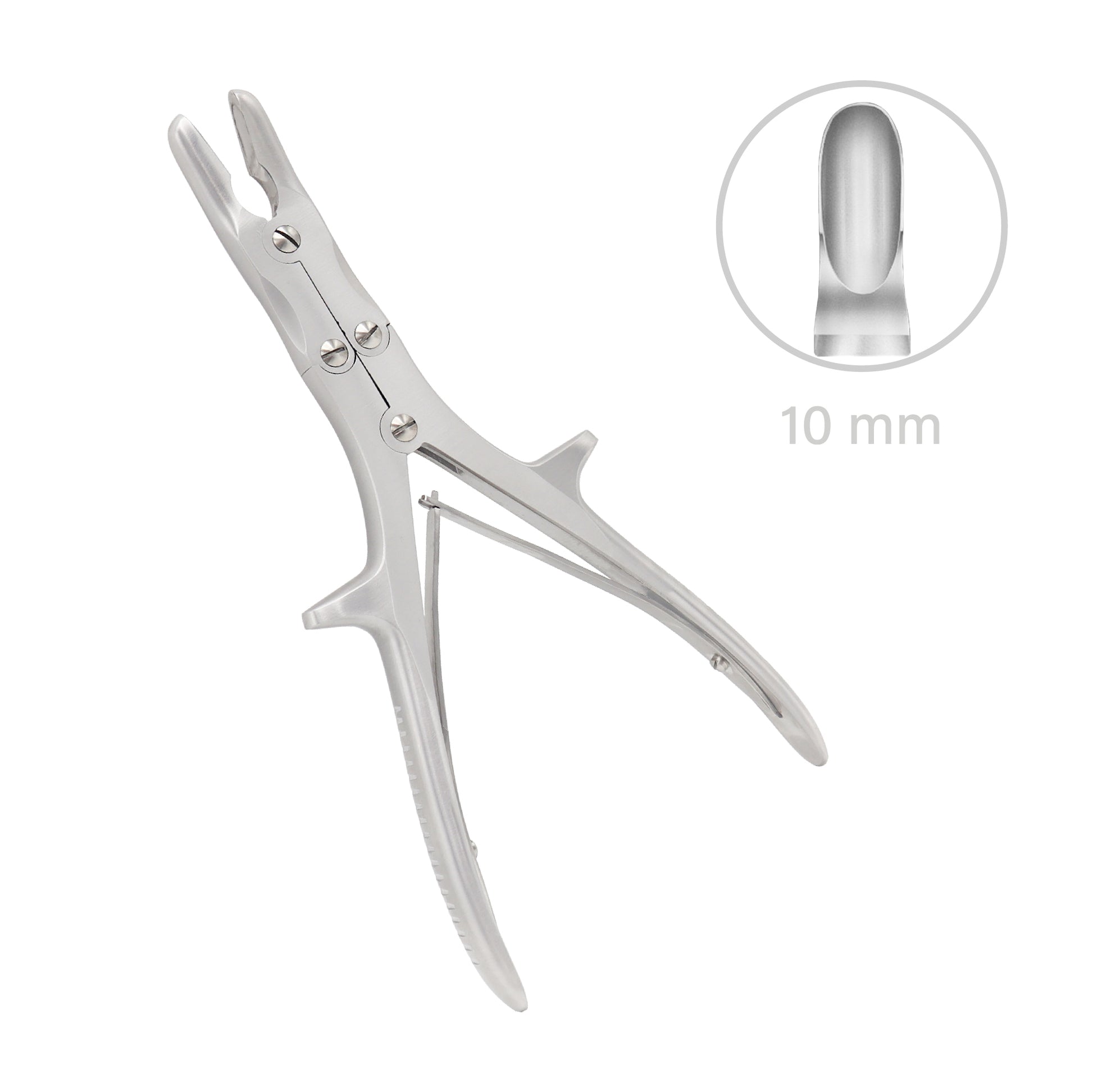 Stille-Luer Bone Rongeur, 22cm length, curved double-action mechanism with a 10mm bite width for orthopedic surgery.
